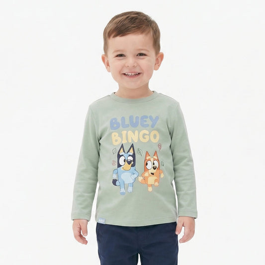 Polera Manga Larga Niño Bluey & Bingo Verde Bluey - Poleras Chile | The Brands Club cl