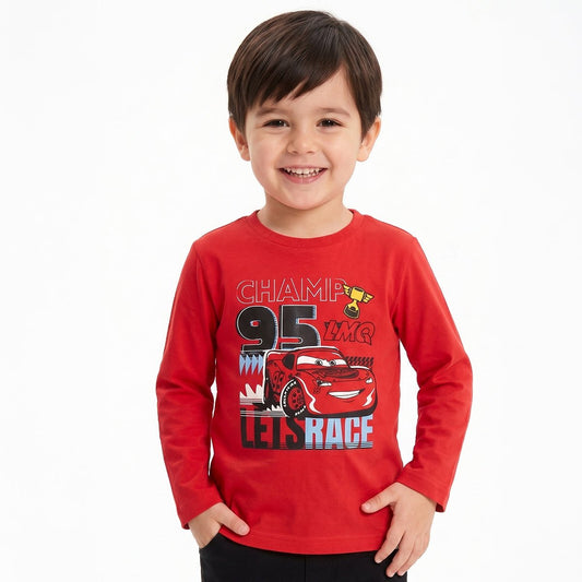Polera Manga Larga Niño Let's Race Cars Rojo Disney - Poleras Chile | The Brands Club cl