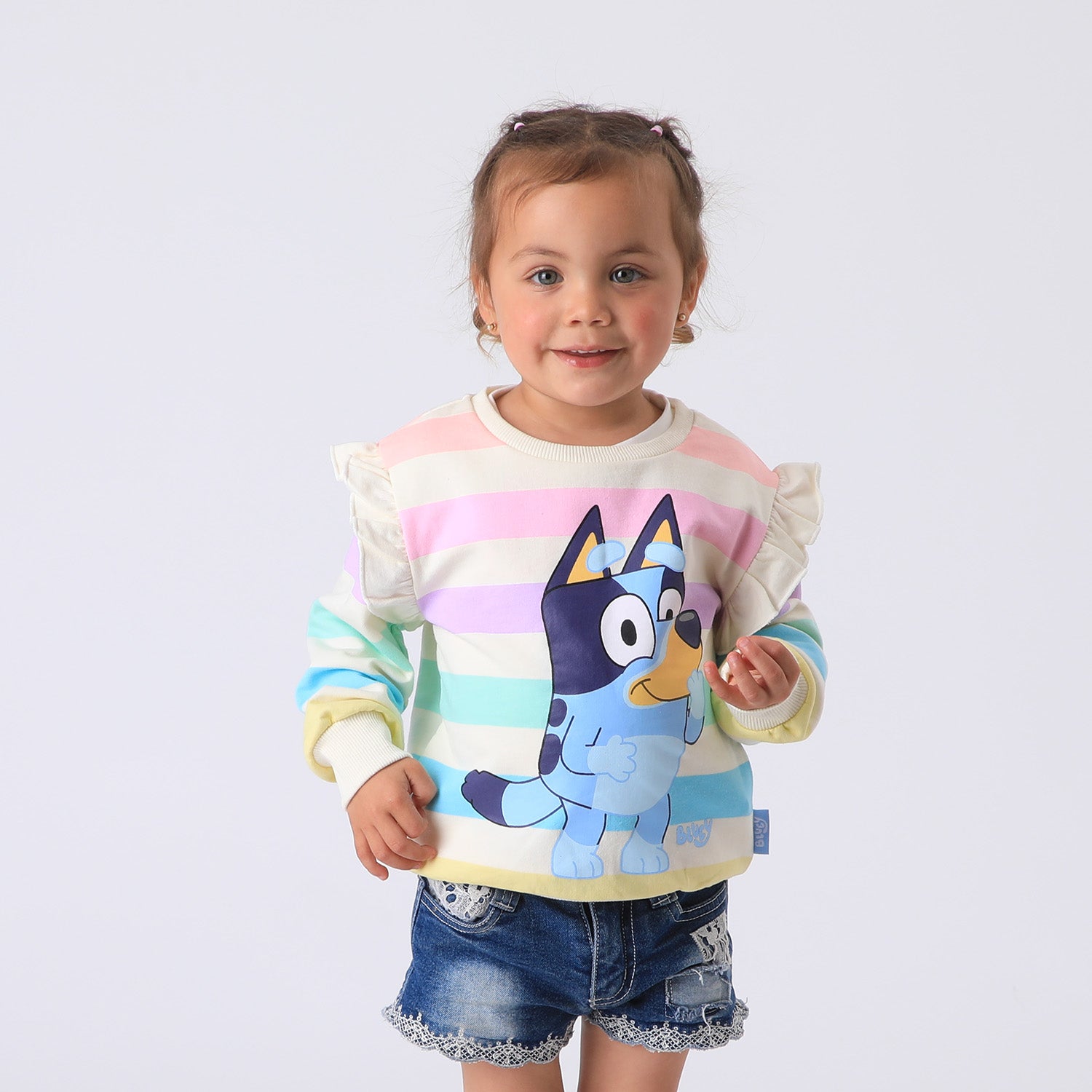 Polerón Cerrado Niña Multicolor Rayas Risa Bluey