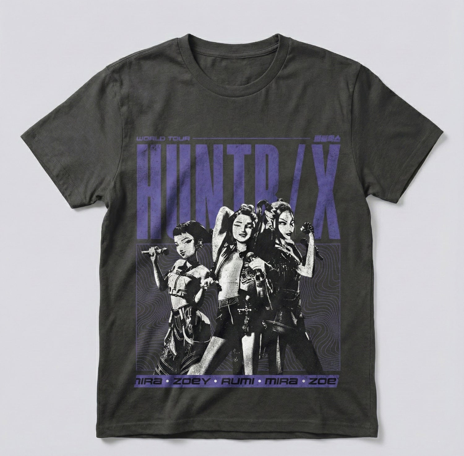 Polera Manga Corta Niña World Tour Gris Kpop Demon Hunters