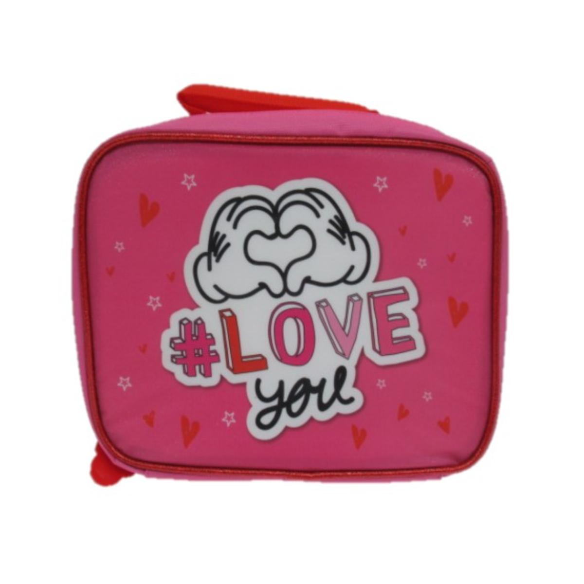 Mochila con Lonchera Escolar Niña Heart Minnie Rosado Disney