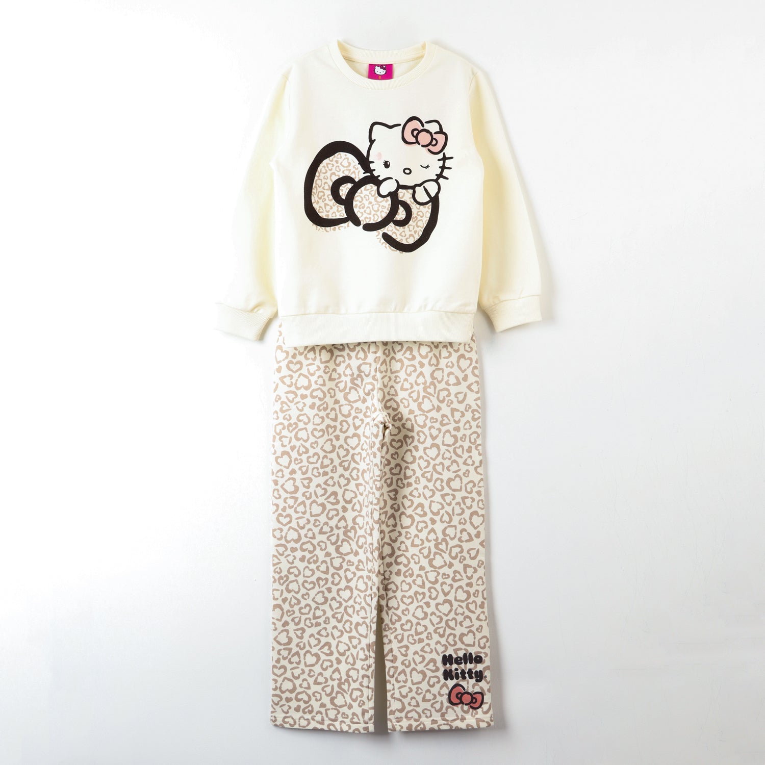 Conjunto Buzo Niña Animal Print Beige Hello Kitty