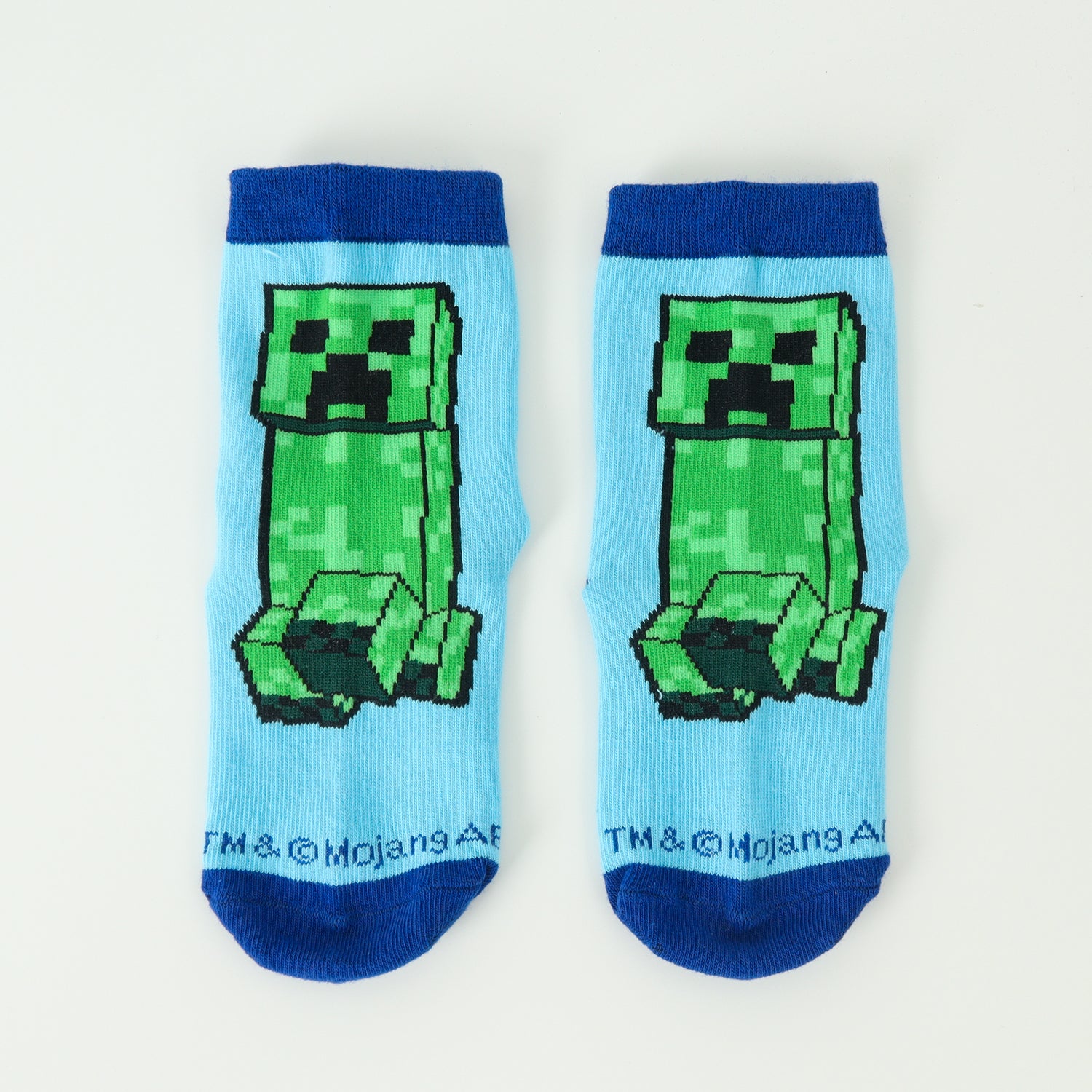 Bipack Calcetines Niño Creeper Zombie Y Pato Celeste Minecraft