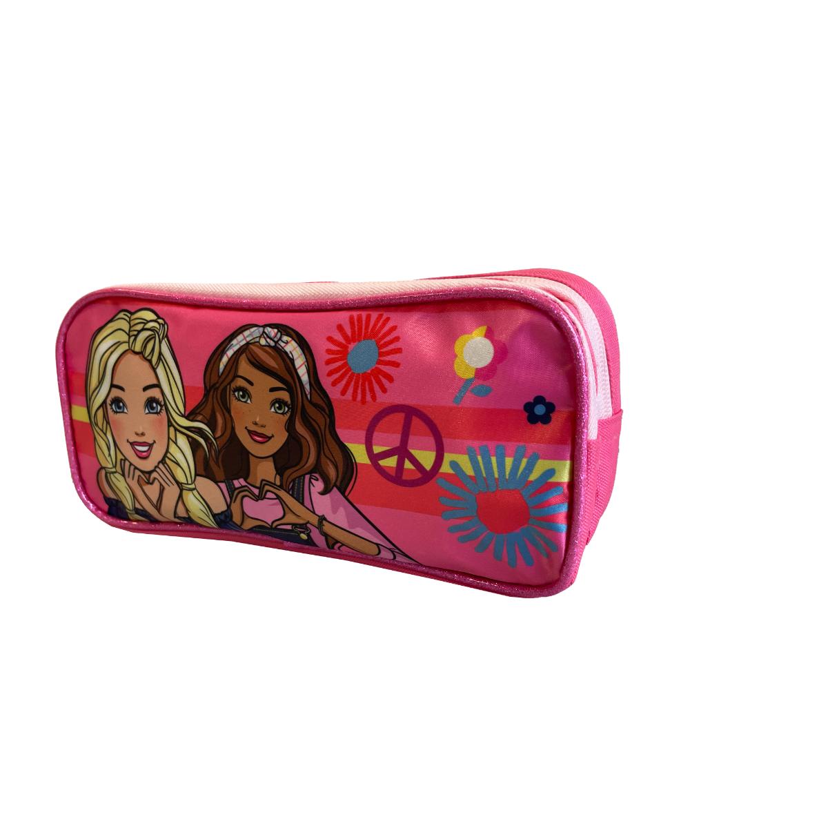 Estuche Escolar Niña Doble Cierre Rosado Barbie
