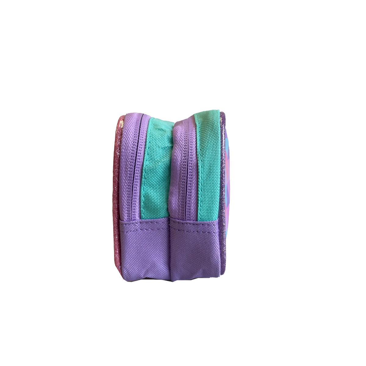 Estuche Escolar Niña Doble Cierre Lila Frozen Disney