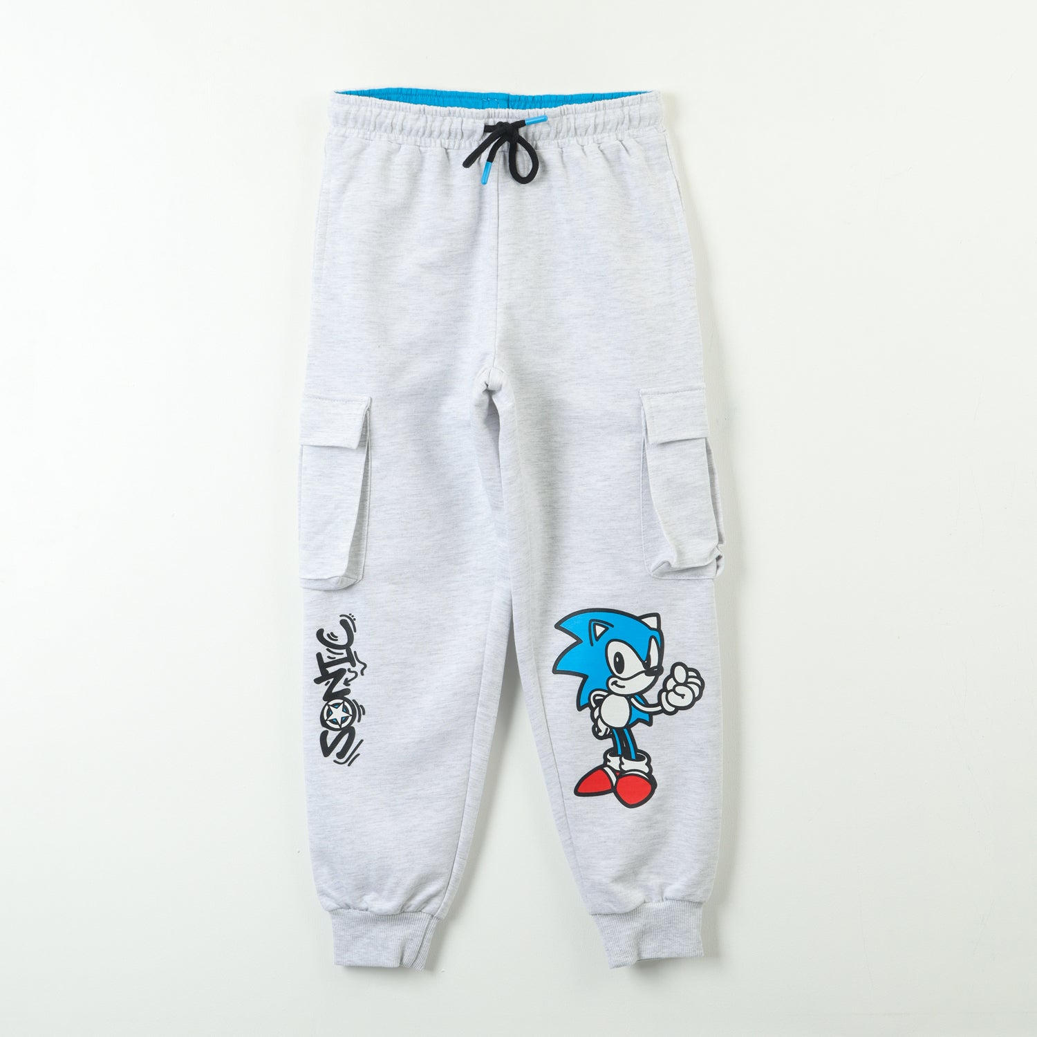 Pantalon Cargo De Buzo Niño Grafiti Gris Sonic