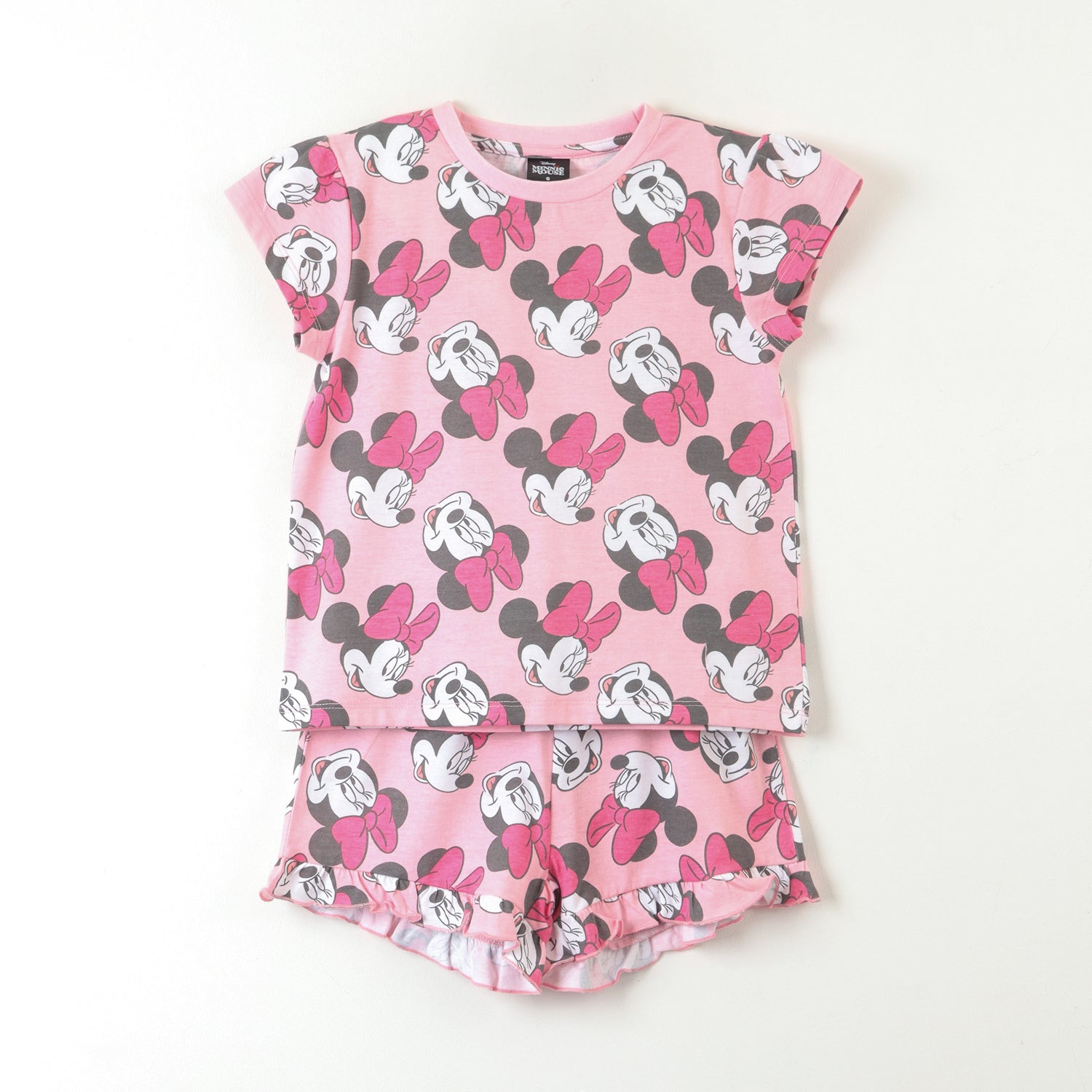 Pijama Manga Corta Niña Rosado Full Print Minnie Disney