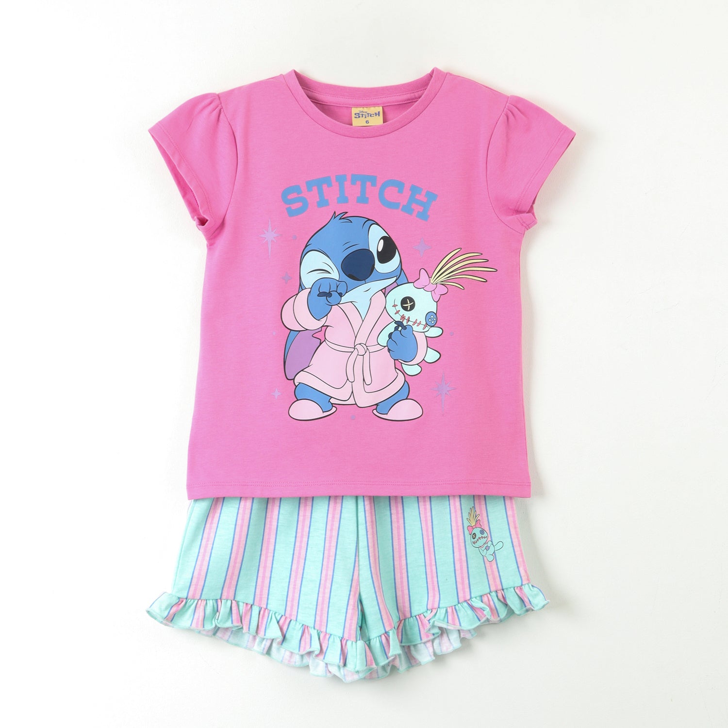 Pijama Manga Corta Niña Rosado Bata Lilo & Stitch Disney