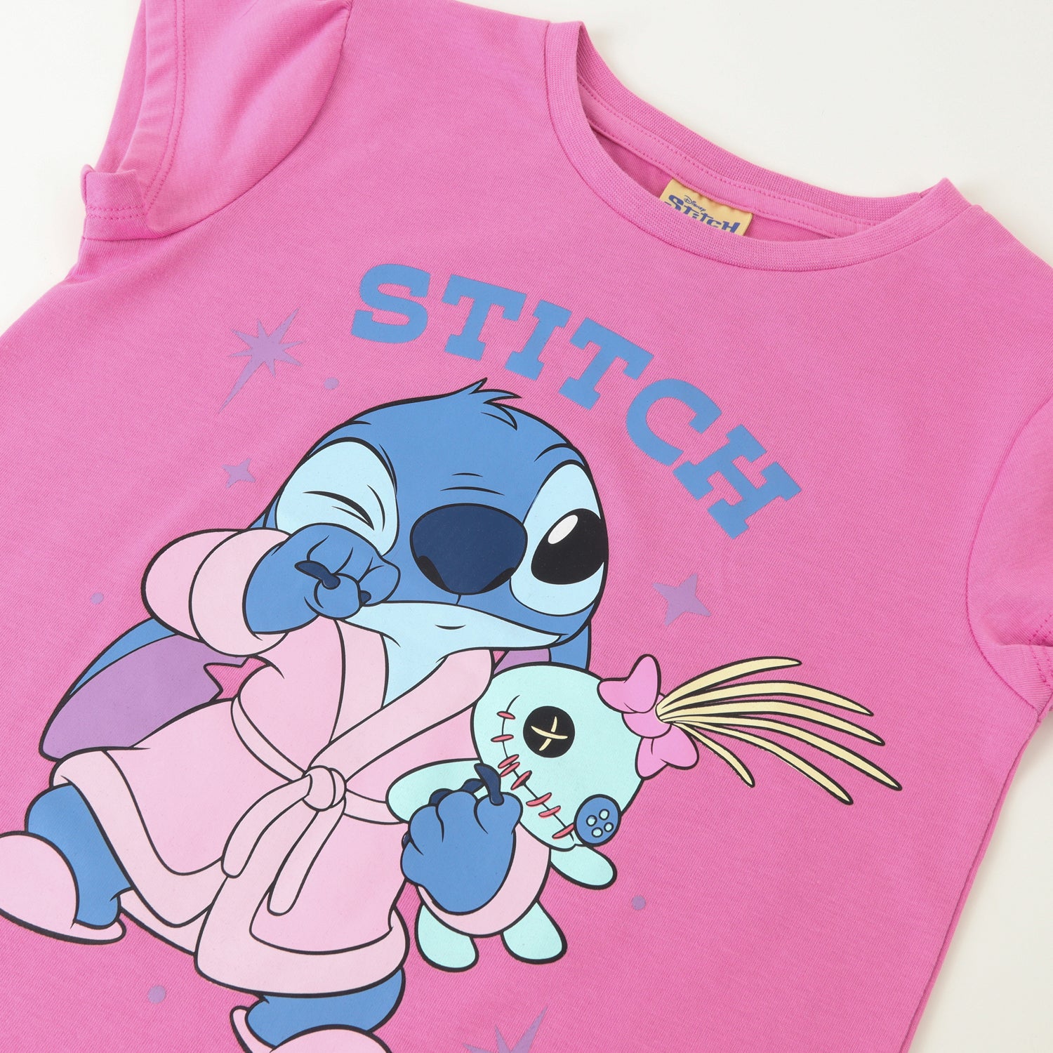 Pijama Manga Corta Niña Rosado Bata Lilo & Stitch Disney