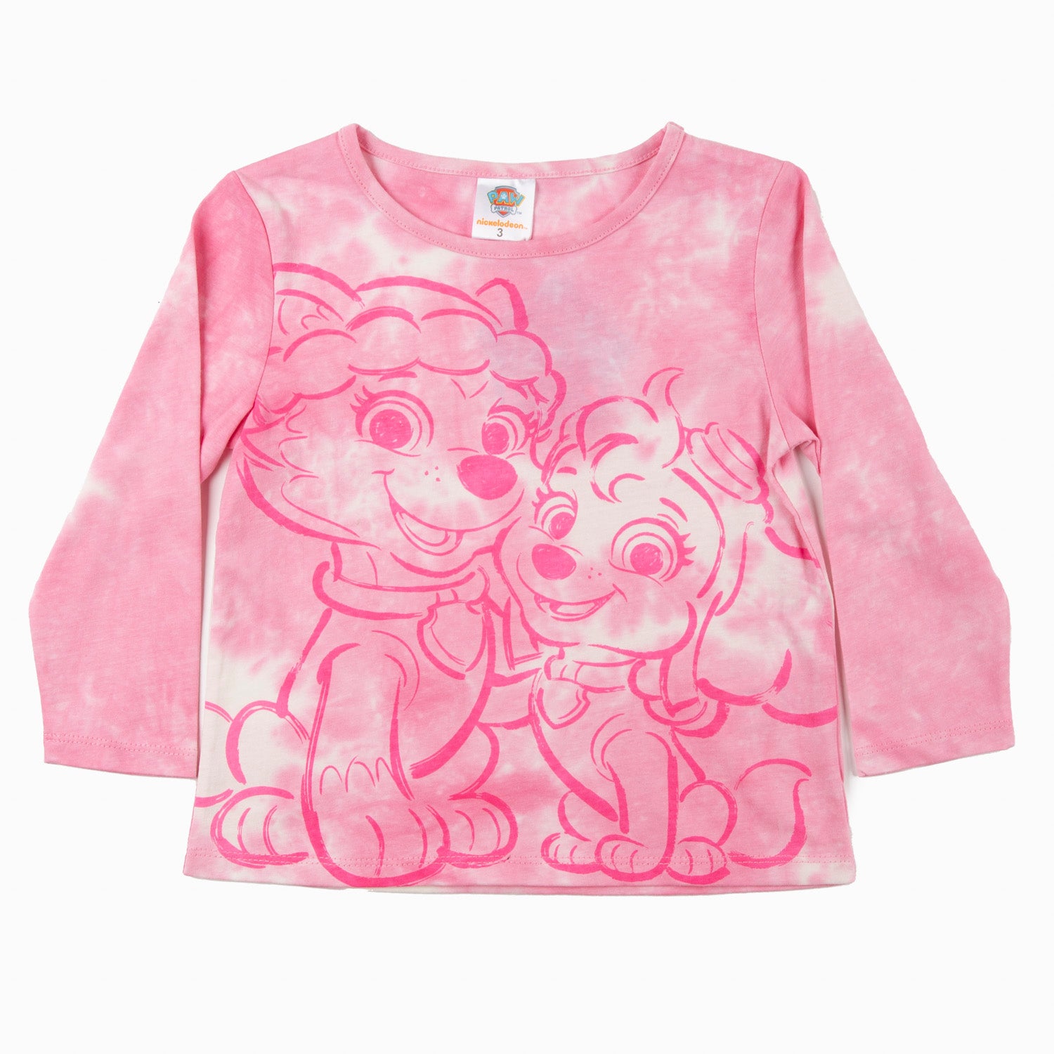 Polera Manga Larga Niña Tie Dye Rosado Paw Patrol