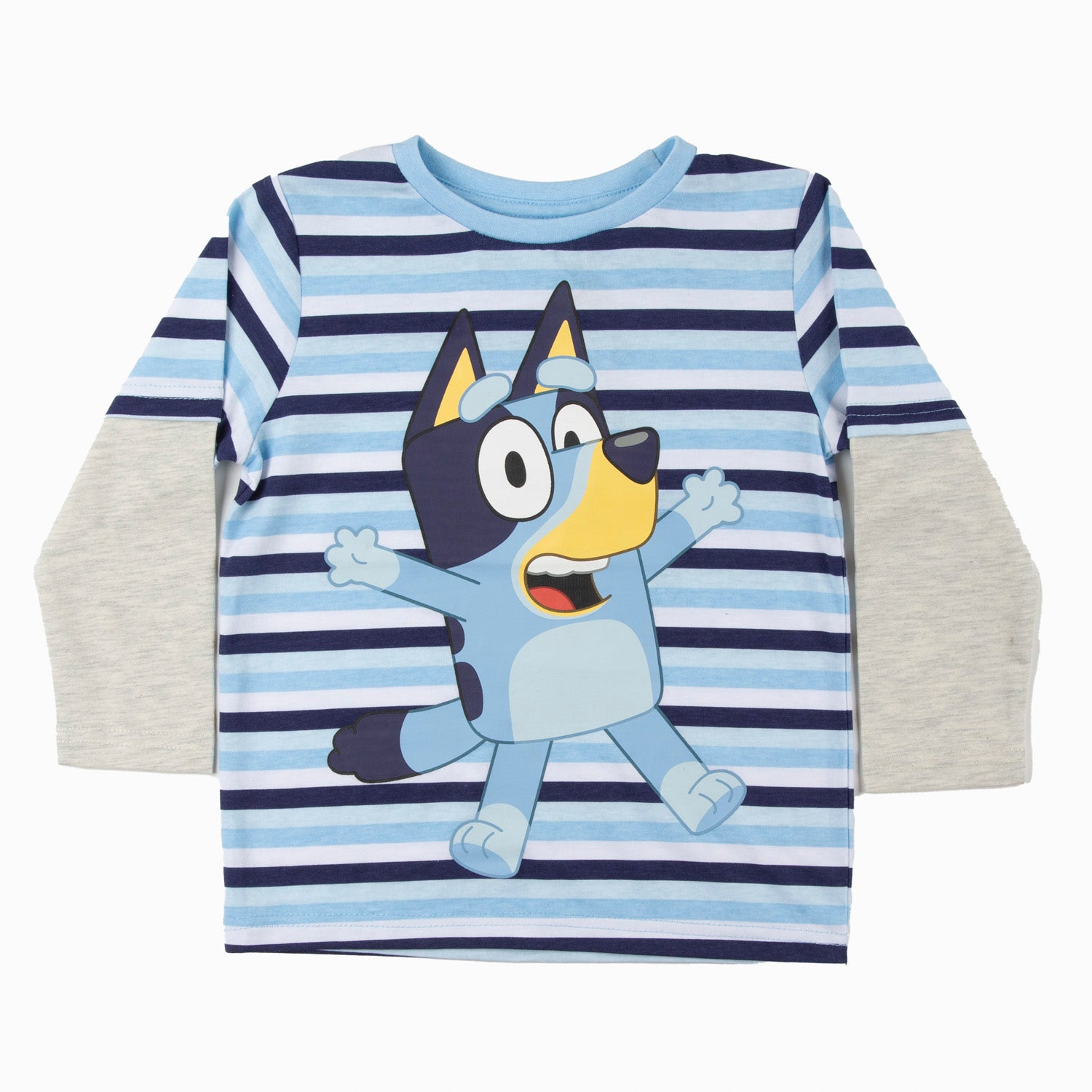 Polera Manga Larga Niño Rayas Celeste Bluey
