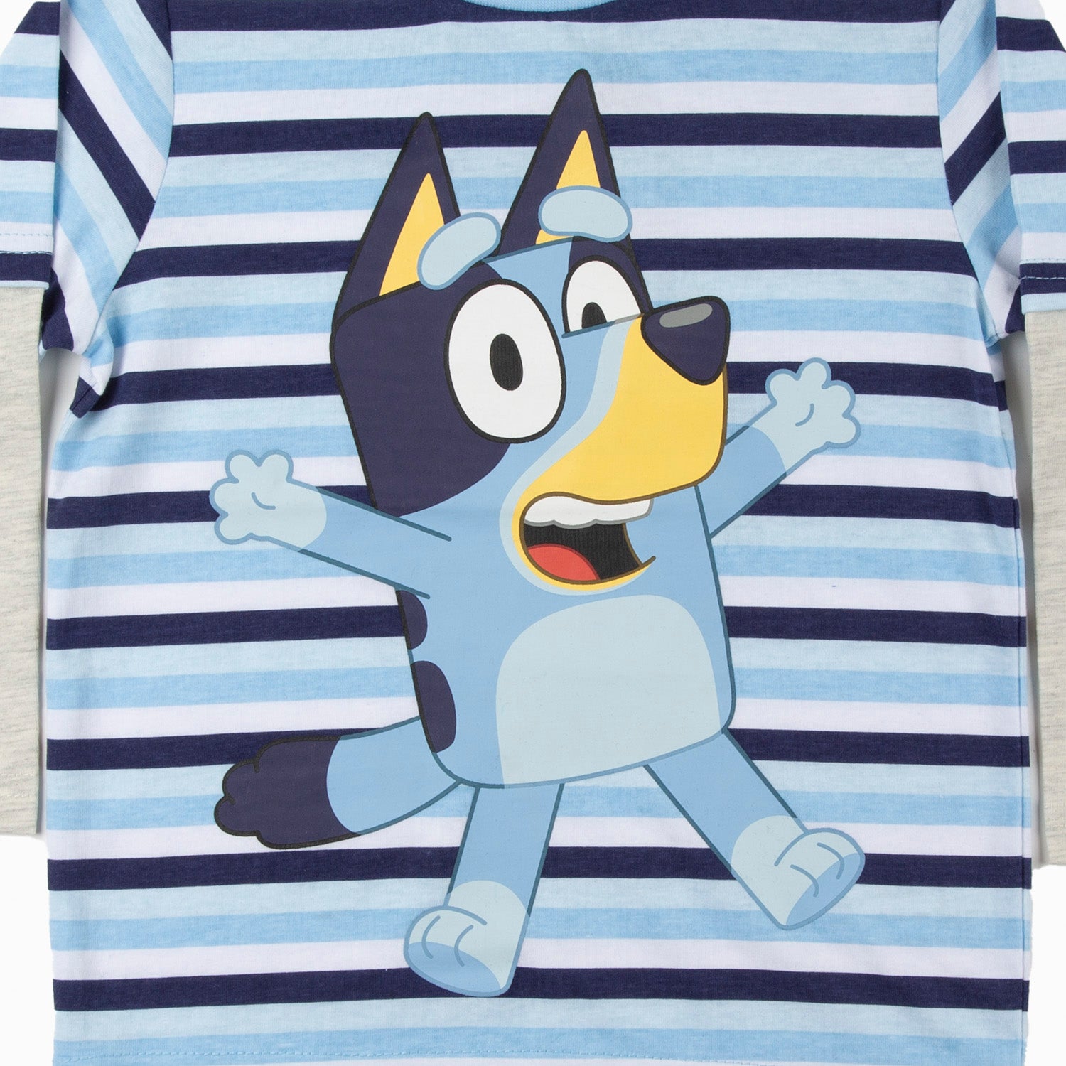 Polera Manga Larga Niño Rayas Celeste Bluey
