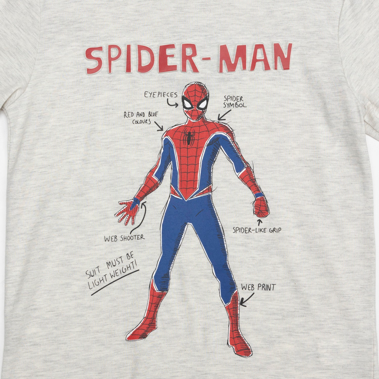 Polera Manga Larga Niño Spiderman Relieve Letras Gris Marvel