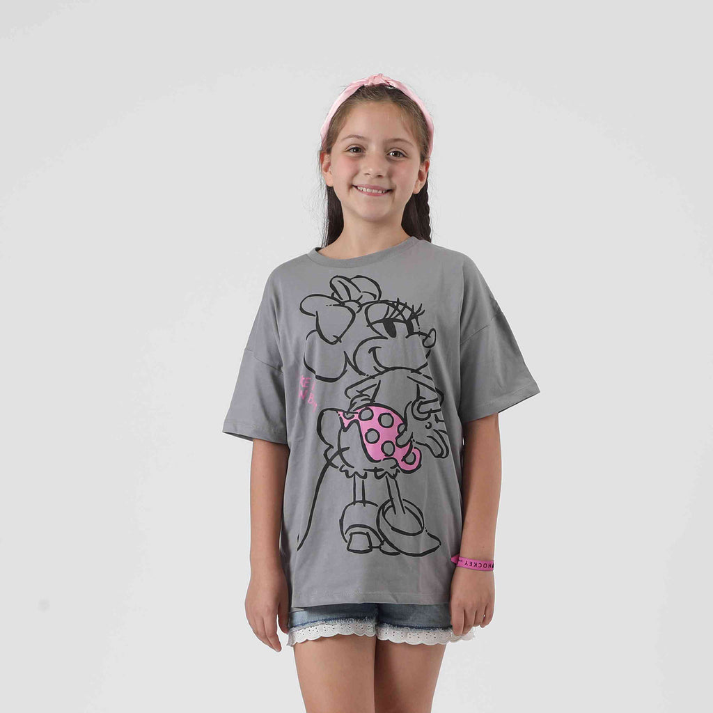 Polera Manga Corta Niña Lineal Minnie Blanco Disney