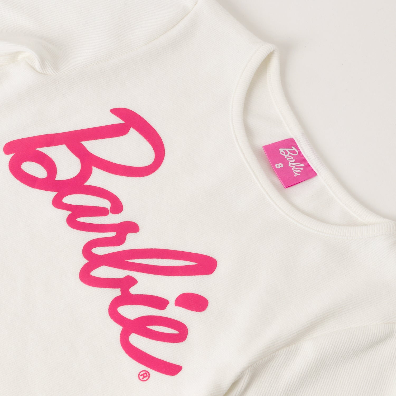 Polera Manga Larga Niña Pink Logo Blanco Barbie