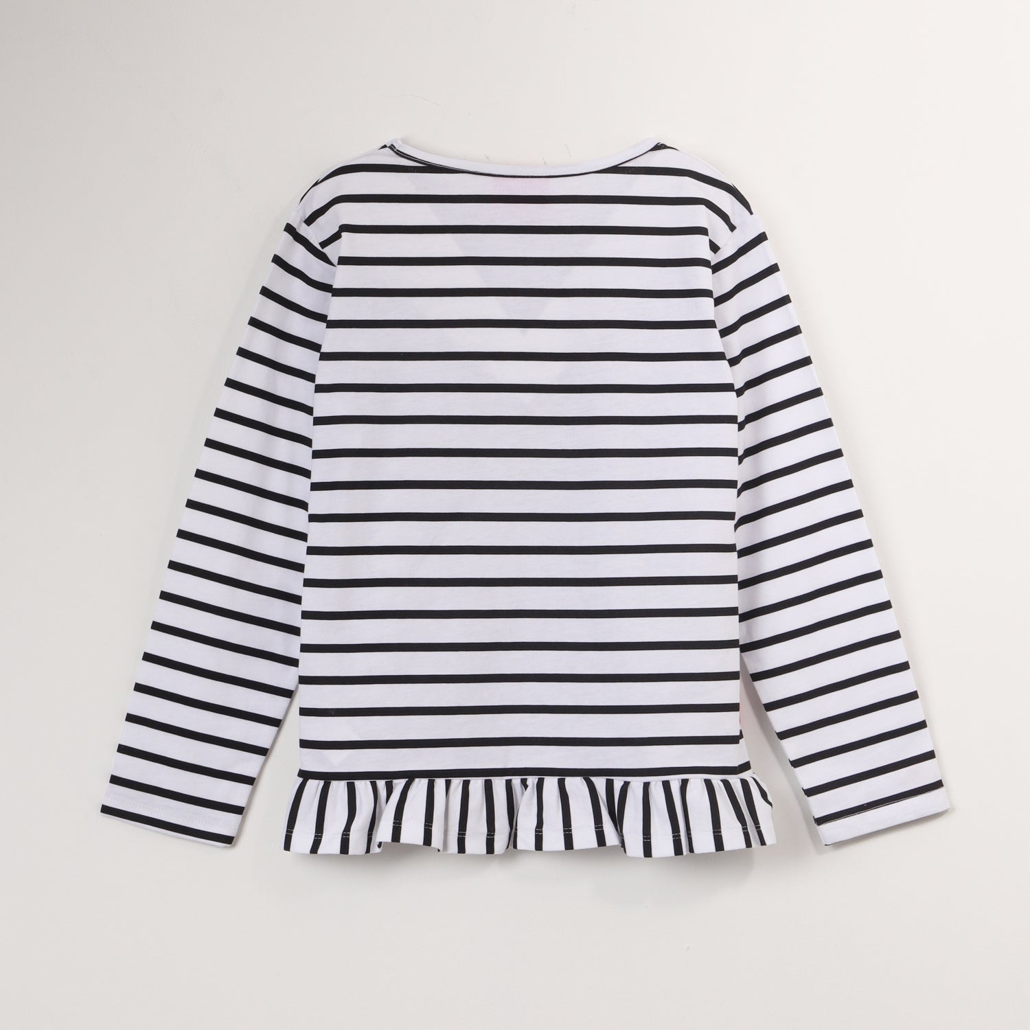 Polera Manga Larga Niña Rayas Blanco Barbie