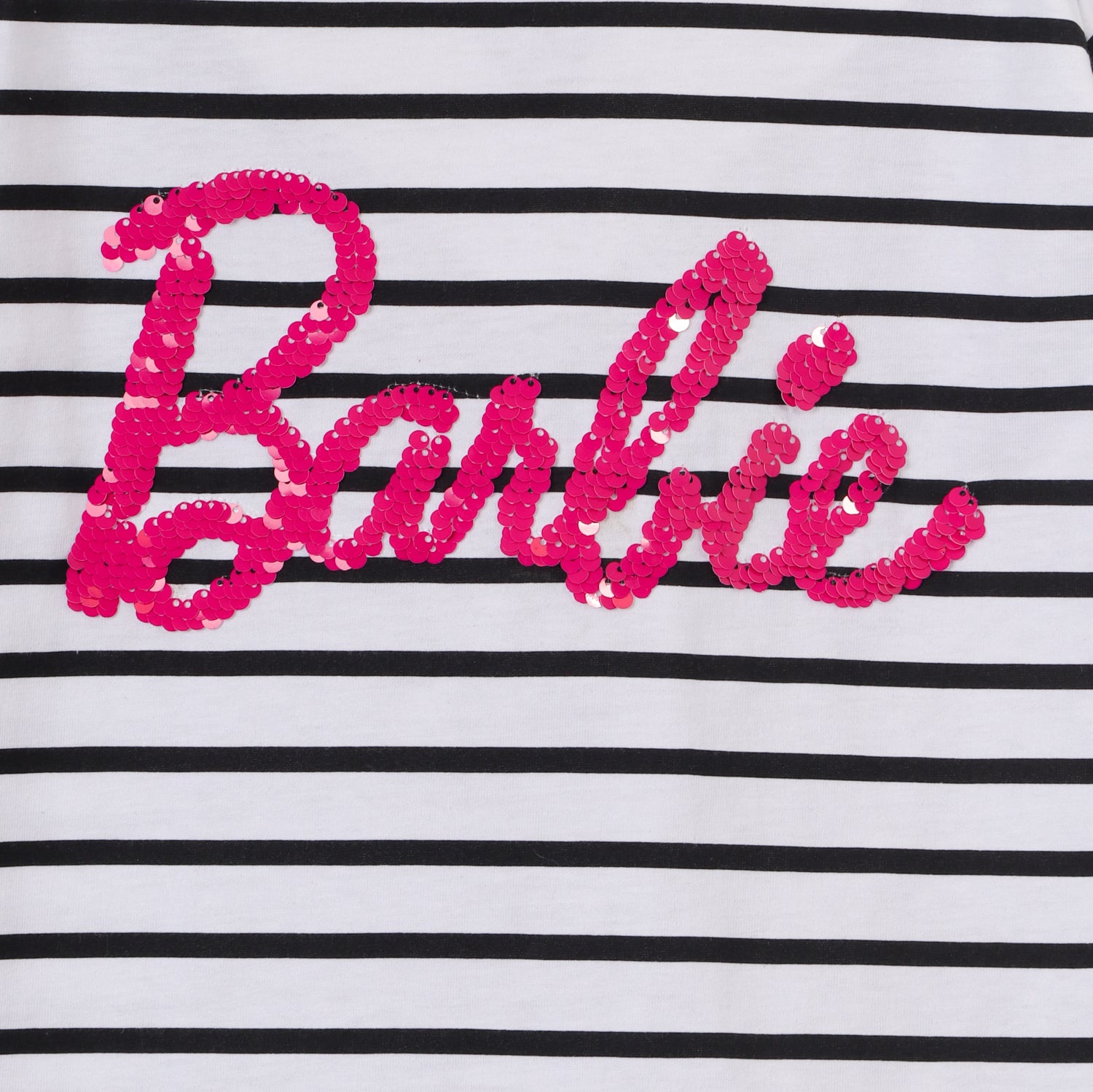 Polera Manga Larga Niña Rayas Blanco Barbie