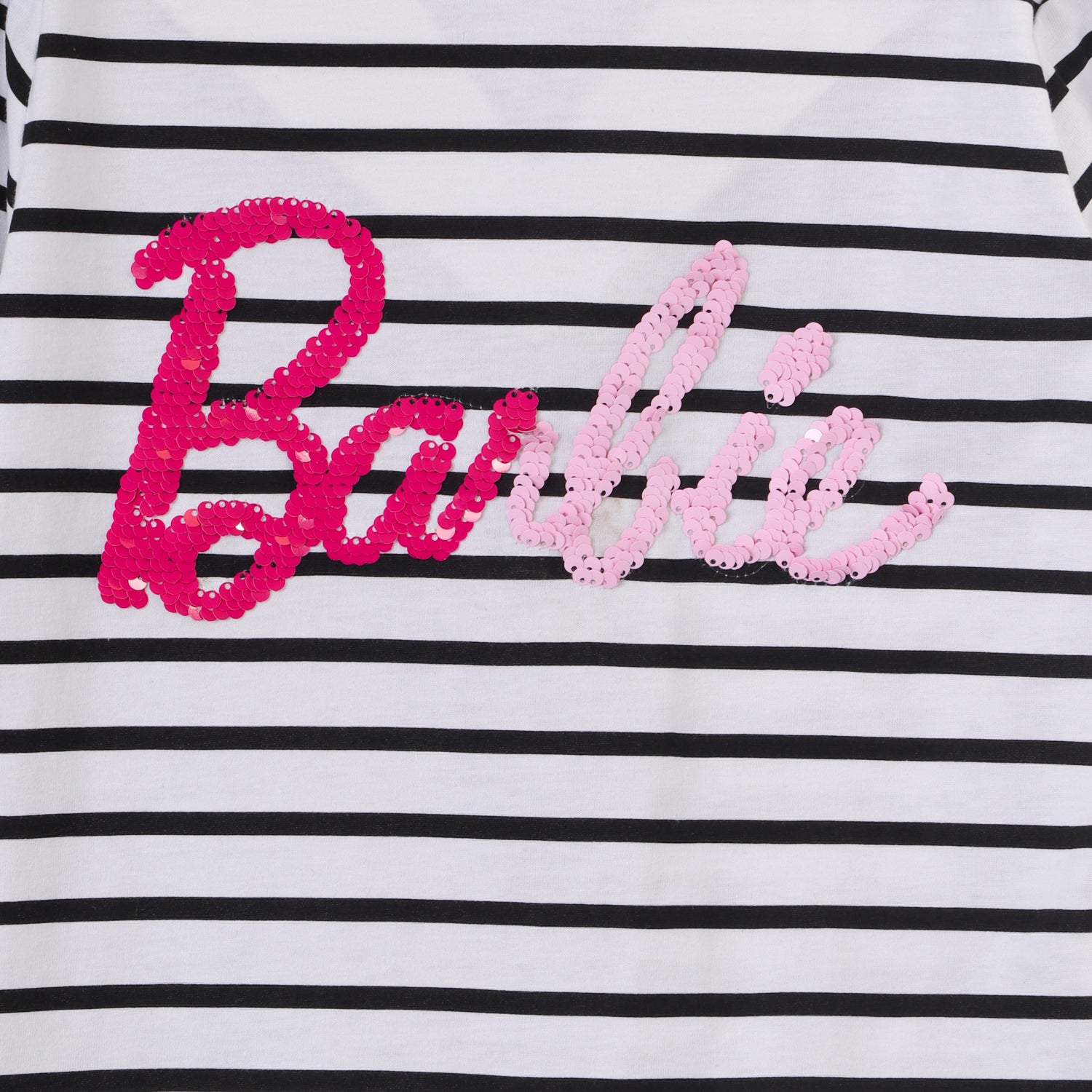 Polera Manga Larga Niña Rayas Blanco Barbie