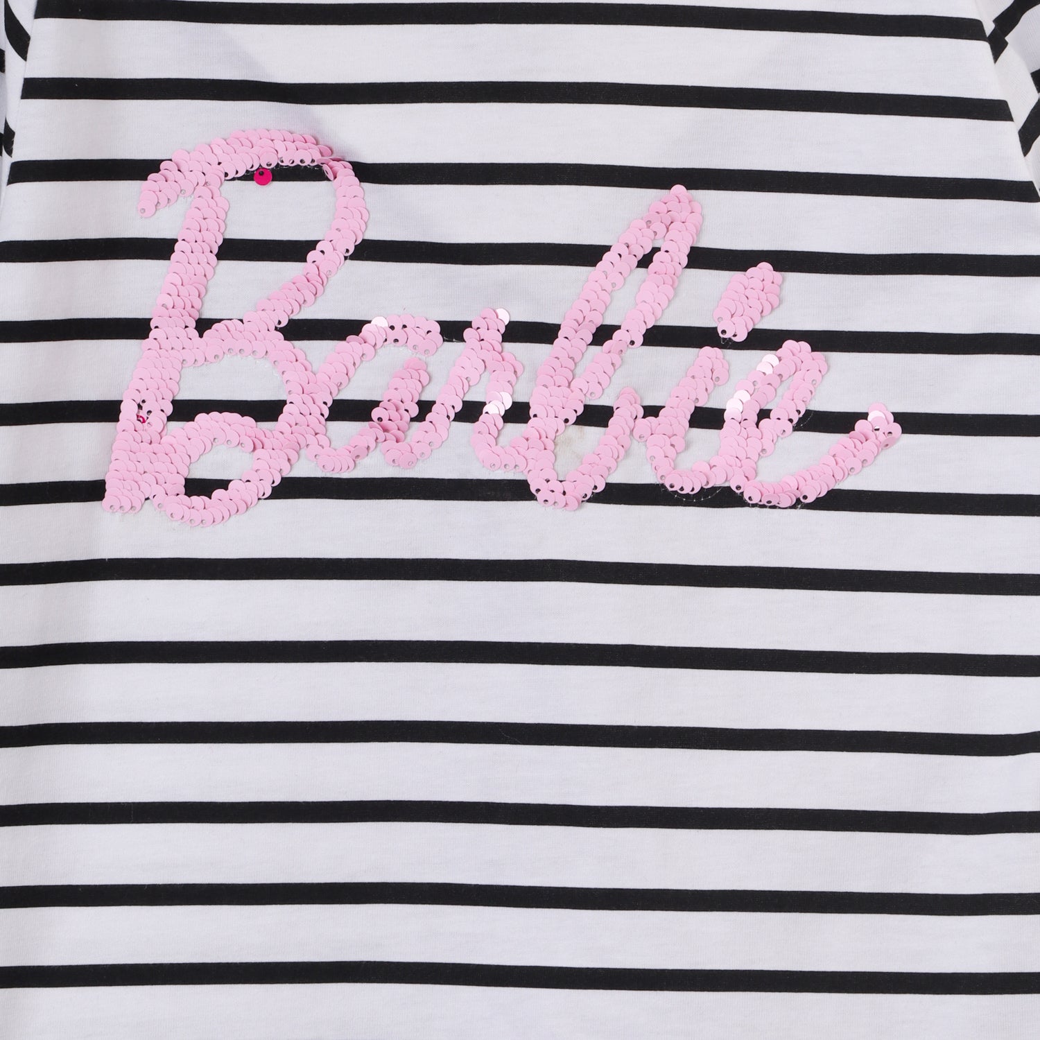Polera Manga Larga Niña Rayas Blanco Barbie