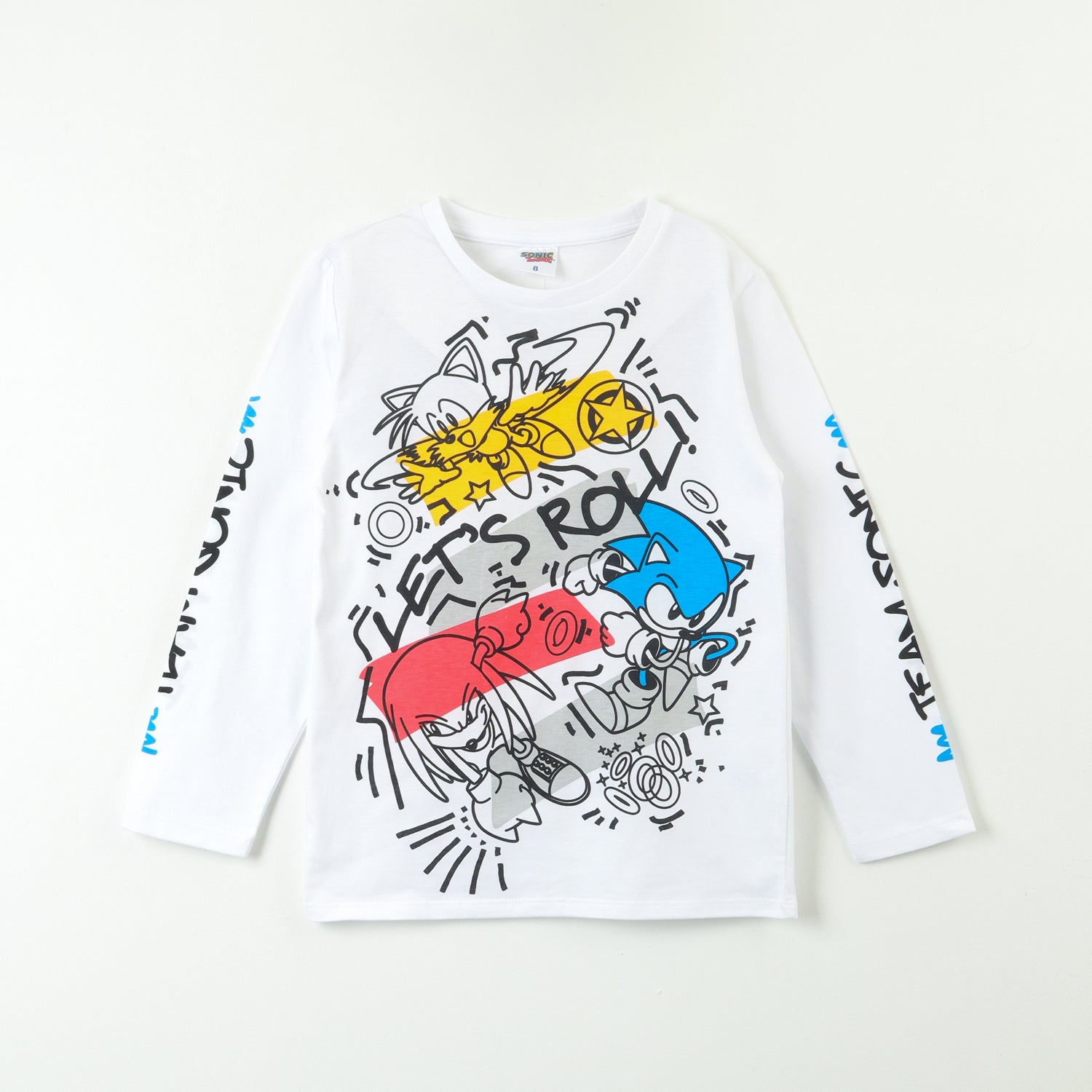 Polera Manga Larga Niño Graffiti Blanco Sonic