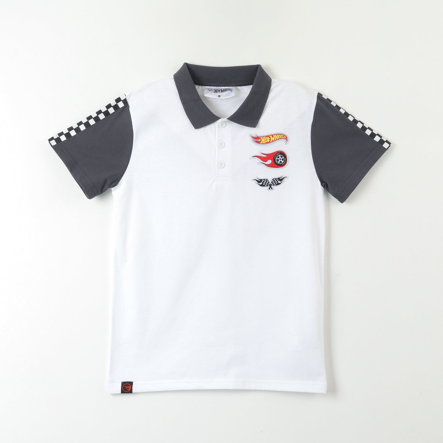 Polera Manga Corta Niño Polo Blanco Hot Wheels