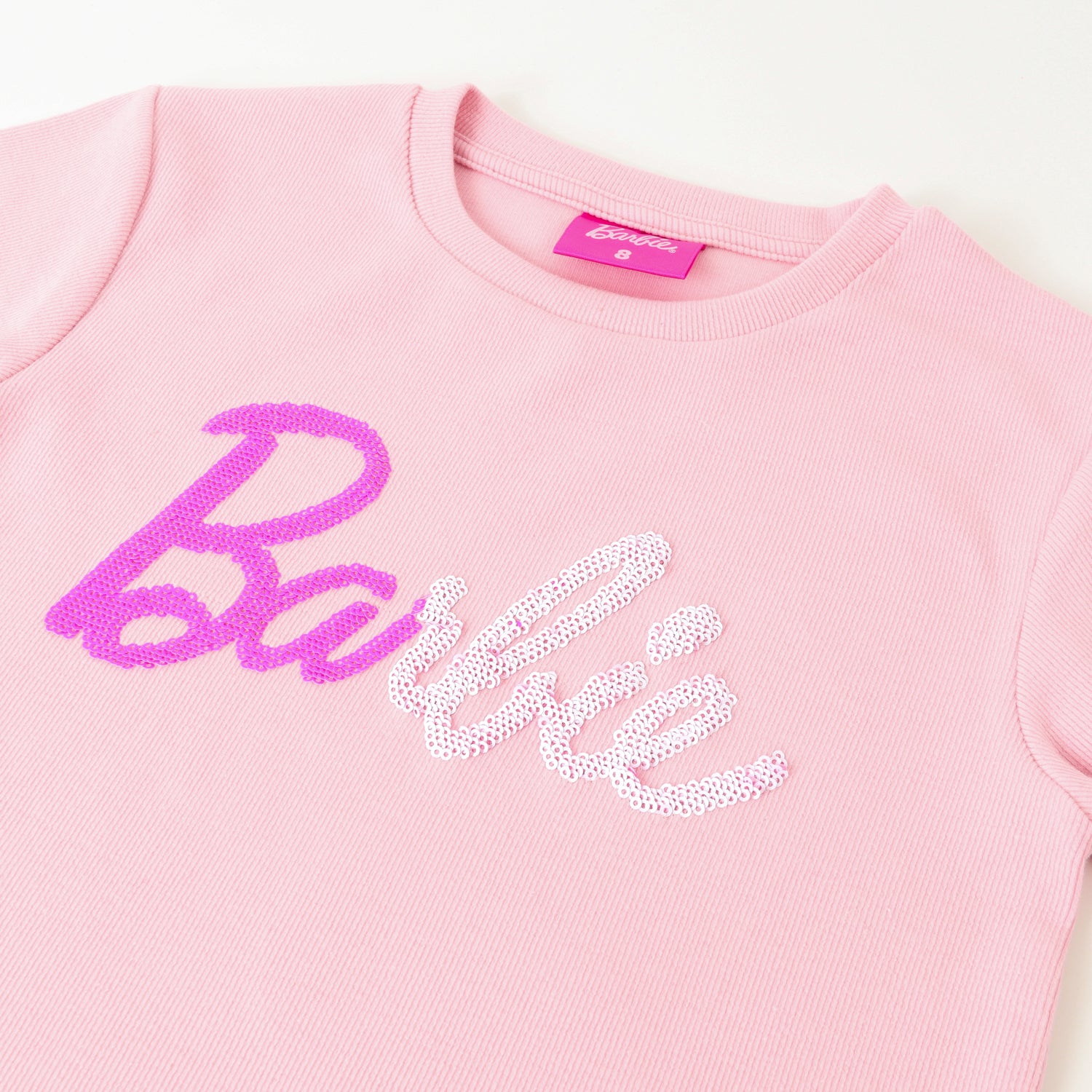 Polera Manga Corta Niña Lentejuelas Reversible Rosado Barbie