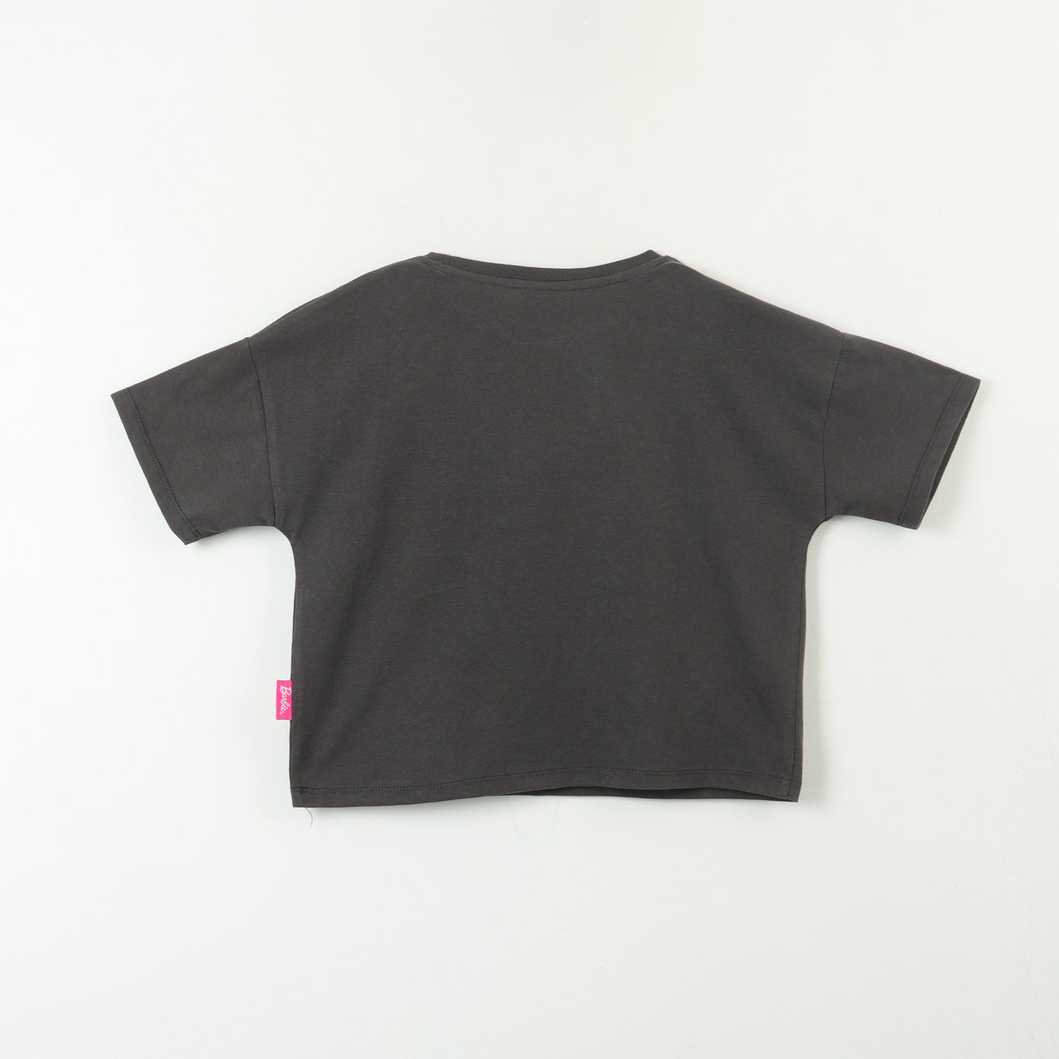 Polera Manga Corta Niña Texto Gris Barbie