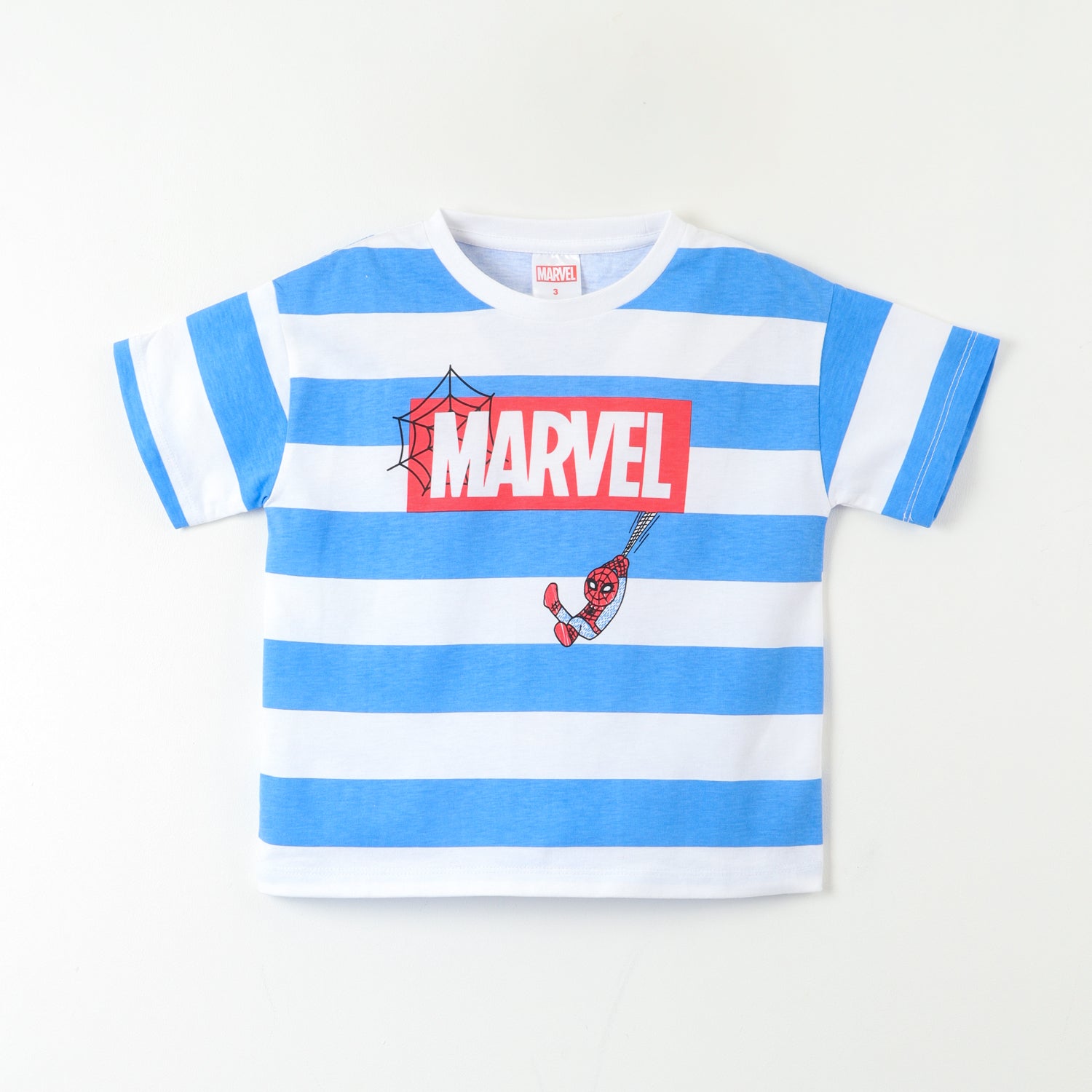 Polera Manga Corta Niño Spiderman Colgando Blanco Marvel