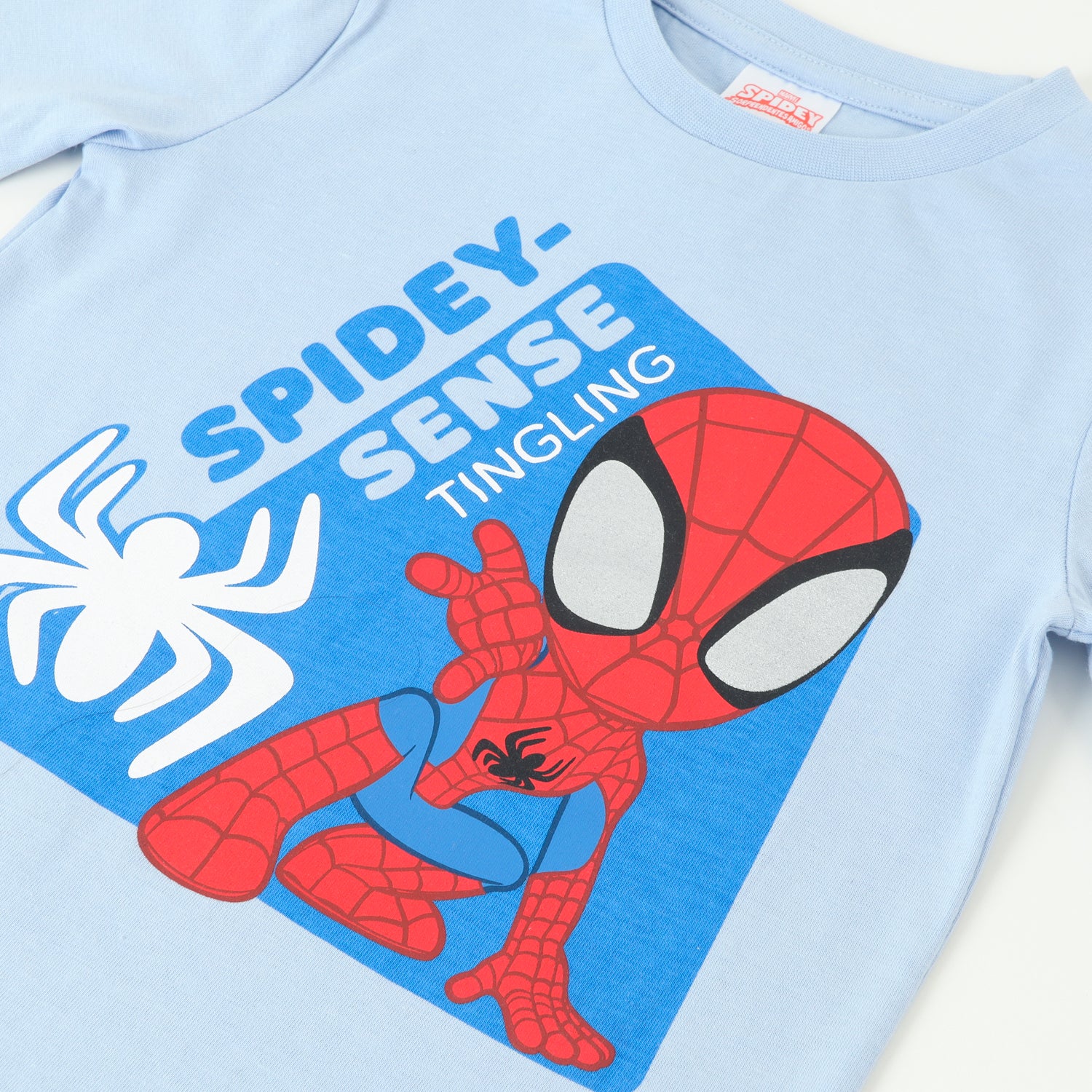 Polera Manga Corta Niño Spidey Sense Celeste Marvel
