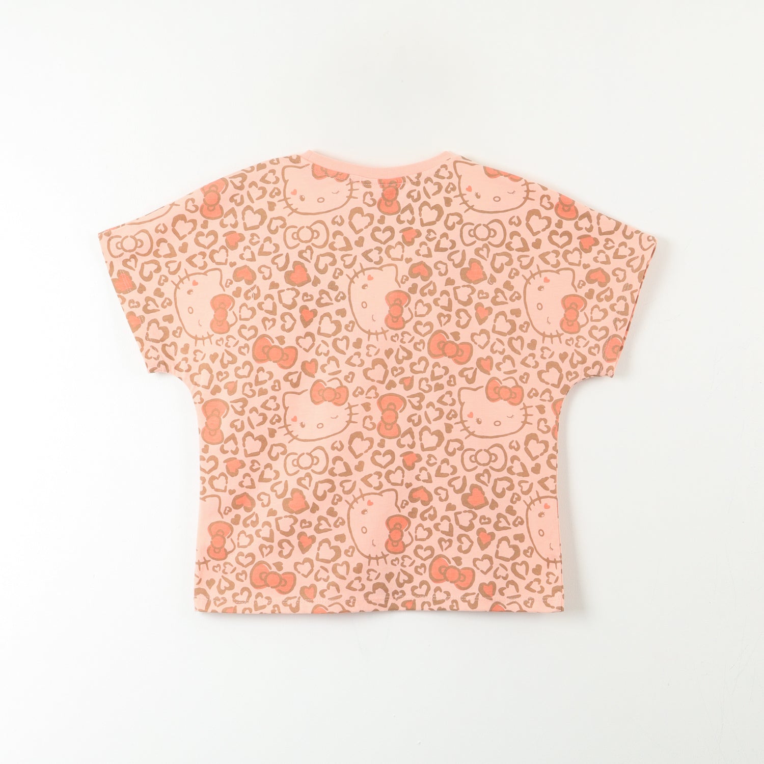 Polera Manga Corta Niña Animal Print Naranjo Hello Kitty