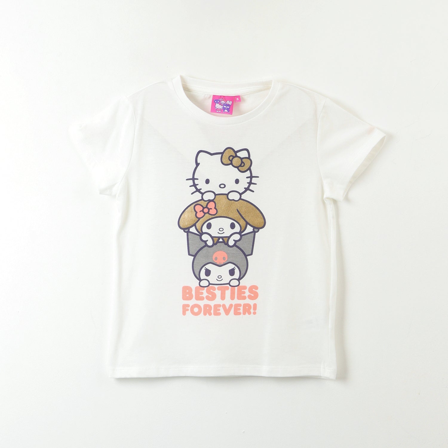 Polera Manga Corta Niña Besties Blanco Hello Kitty
