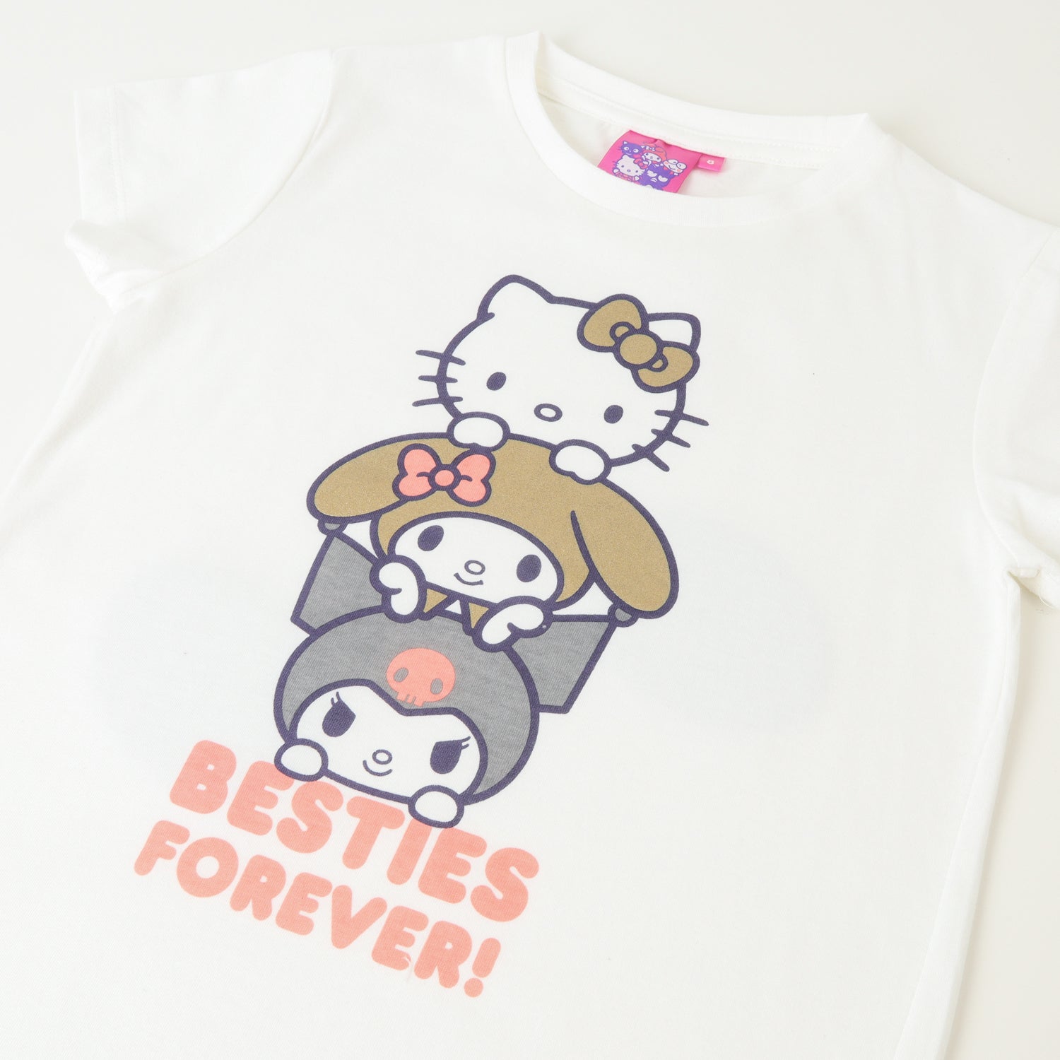 Polera Manga Corta Niña Besties Blanco Hello Kitty