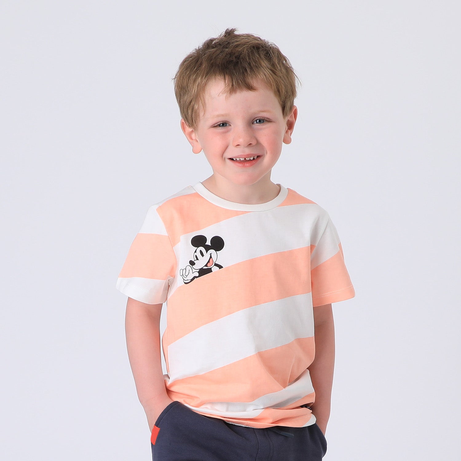Polera Manga Corta Niño Crudo Estampado Mickey Disney