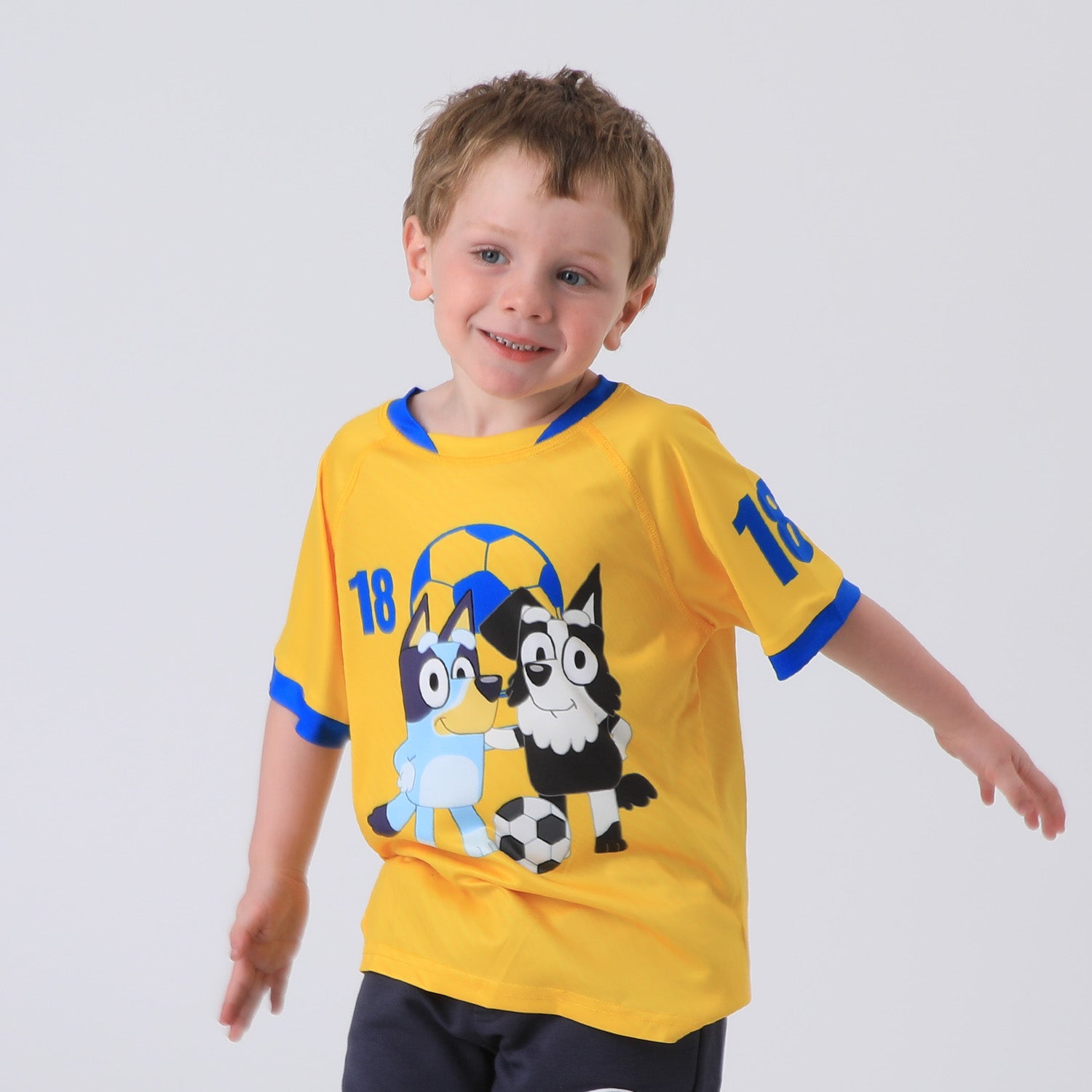 Polera Manga Corta Niño Amarillo Fútbol Bluey