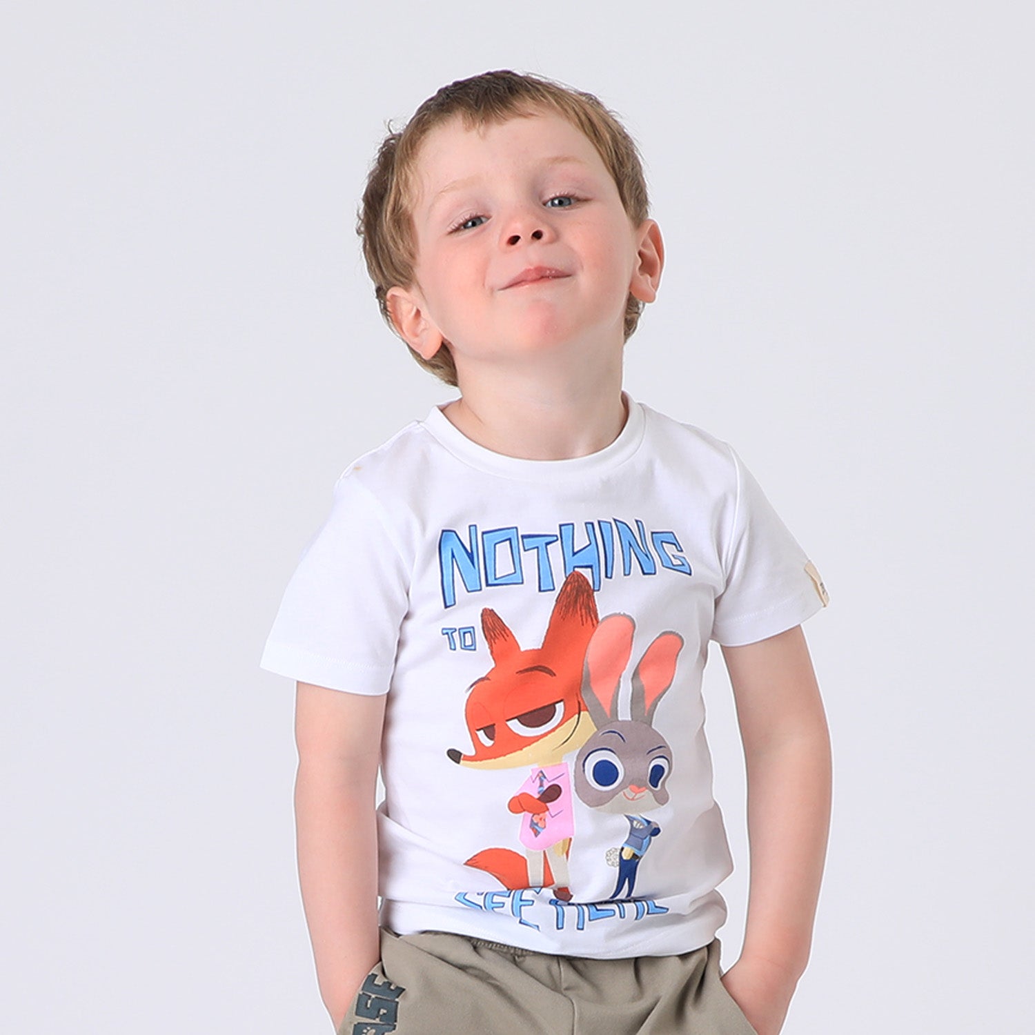 Polera Manga Corta Niño Blanco Nick & Hopps Zootopia Disney