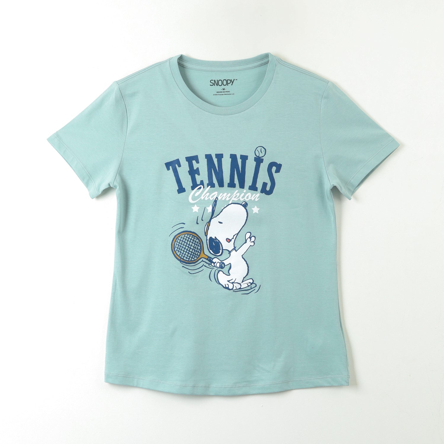 Polera Manga Corta Mujer Tennis Verde Snoopy