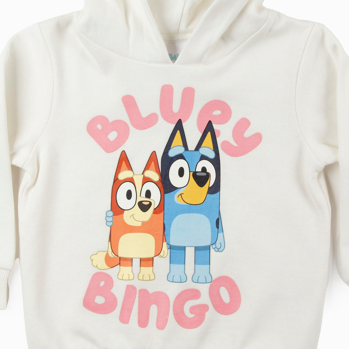 Poleron Gorro Niña Bluey y Bingo Blanco