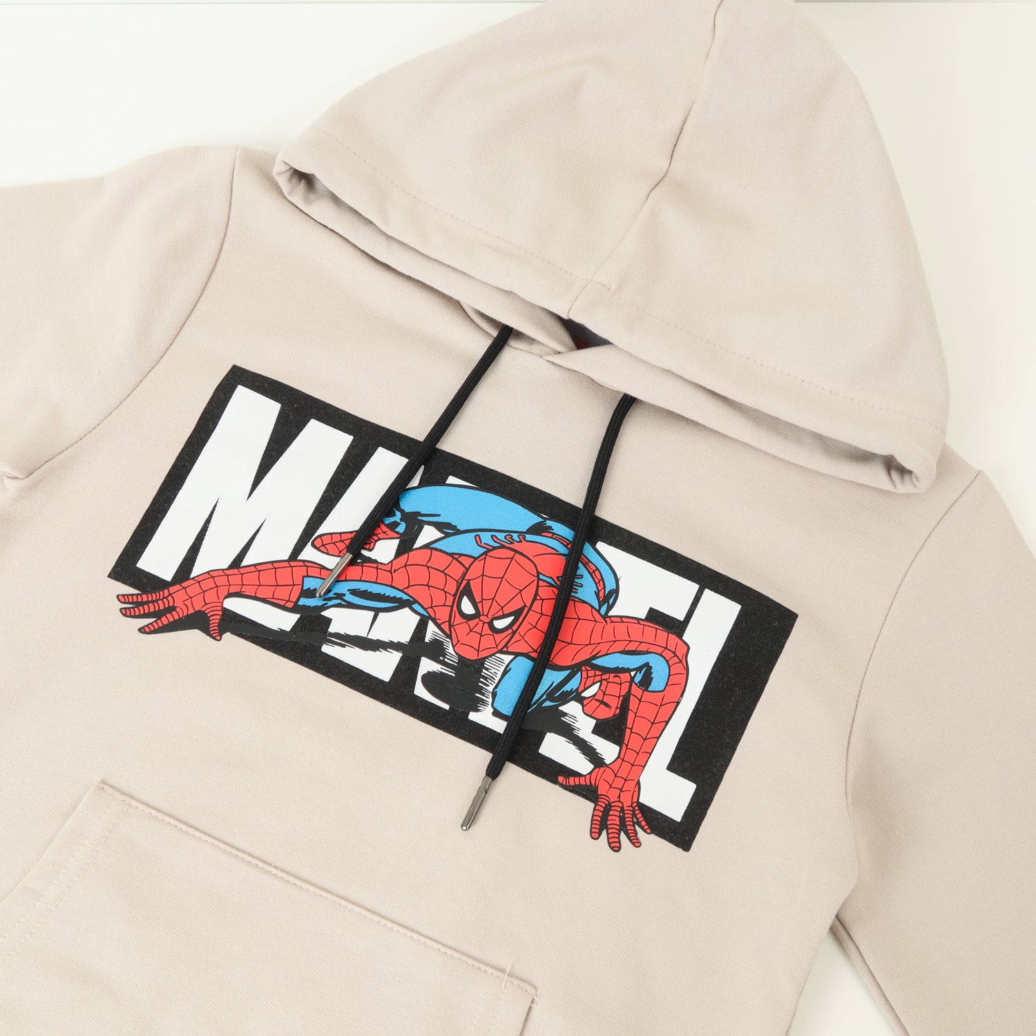 Poleron Cerrado Con Gorro Niño Spiderman Brand Gris Marvel