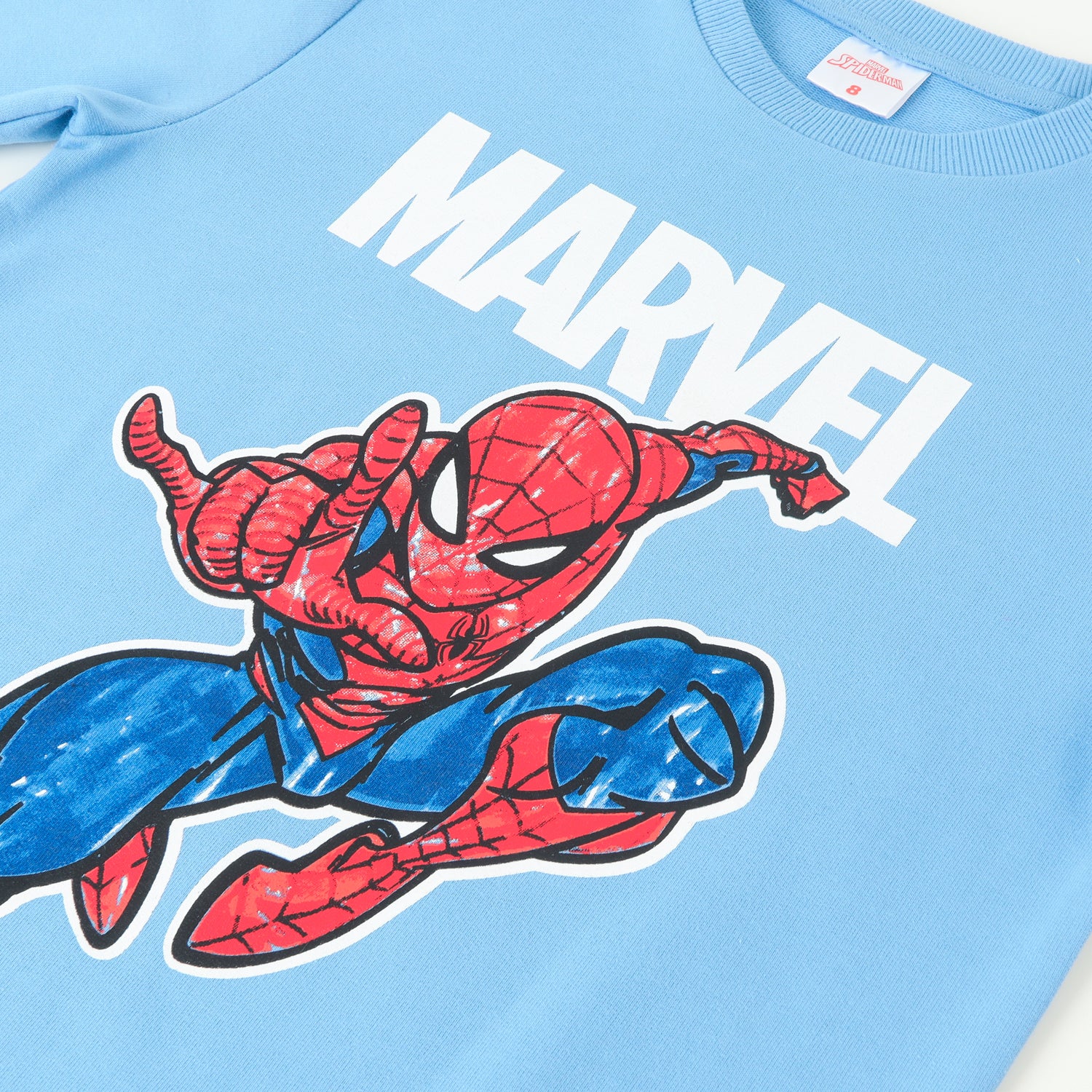 Poleron Cerrado Niño Spiderman Saltando Azul Marvel