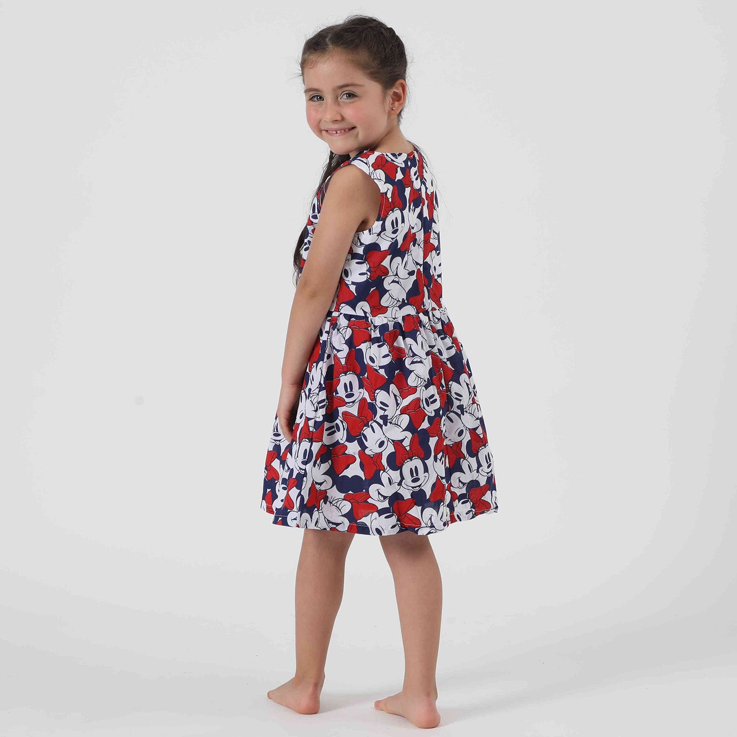 Vestido Niña Minnie Full Print Blanco Disney