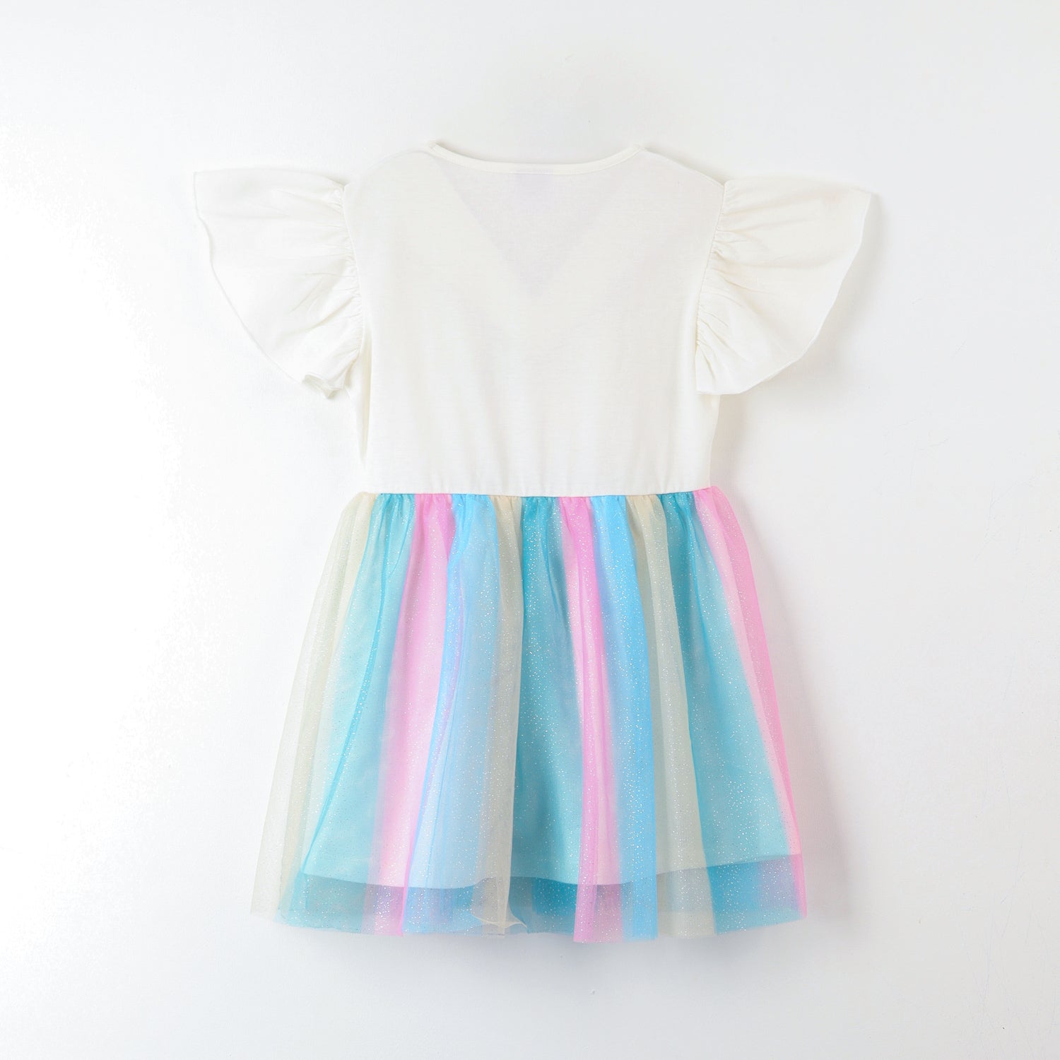 Vestido Niña Tull Arcoiris Blanco Unicornio
