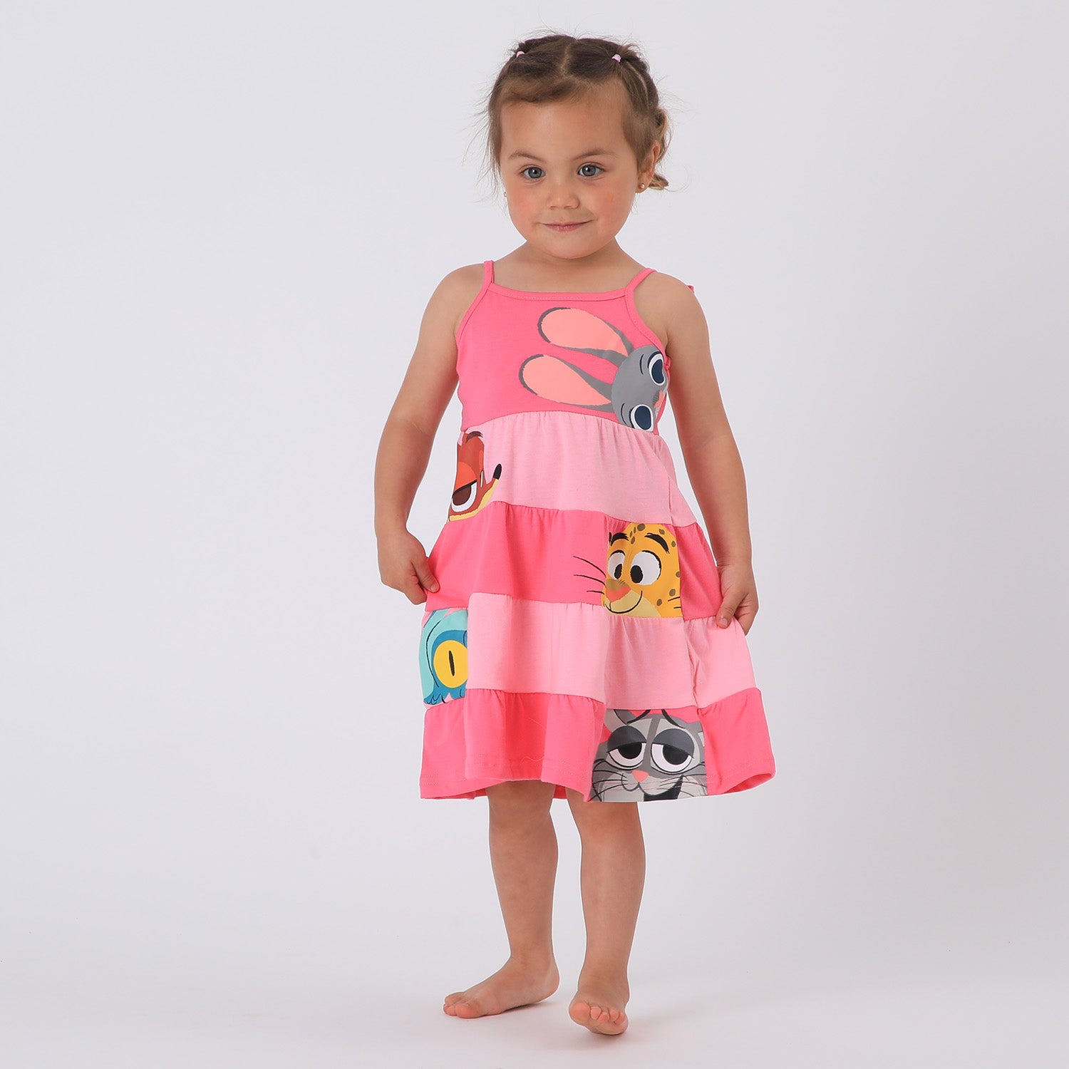 Vestido Niña Rosado Personajes Zootopia