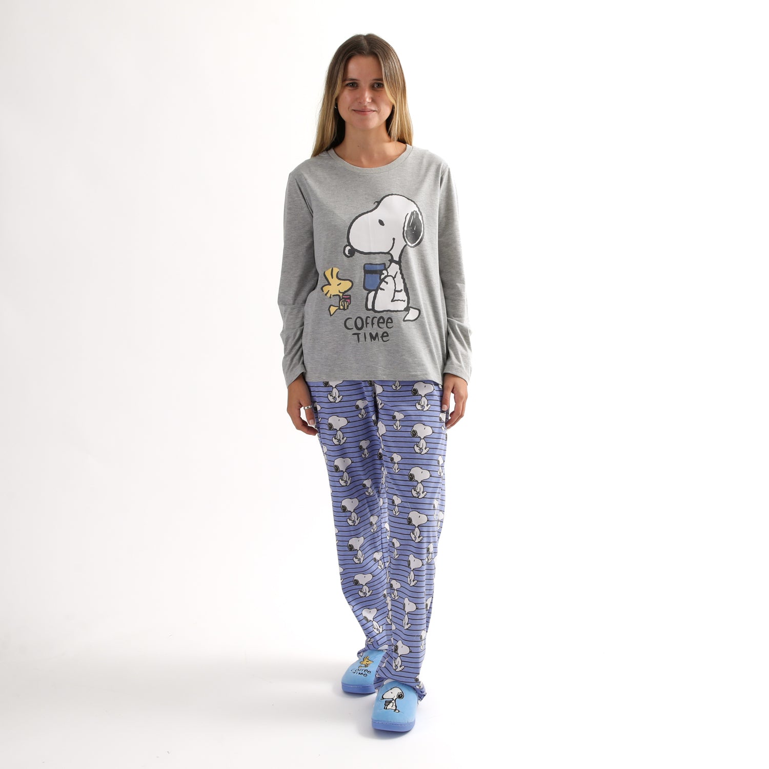 Conjunto Pijama Mujer Coffee Time Azul Snoopy - Pijamas Chile | The Brands Club cl