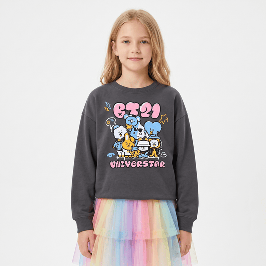 Polerón Niña Gris Universtar BT21 - Polerones Chile | The Brands Club cl