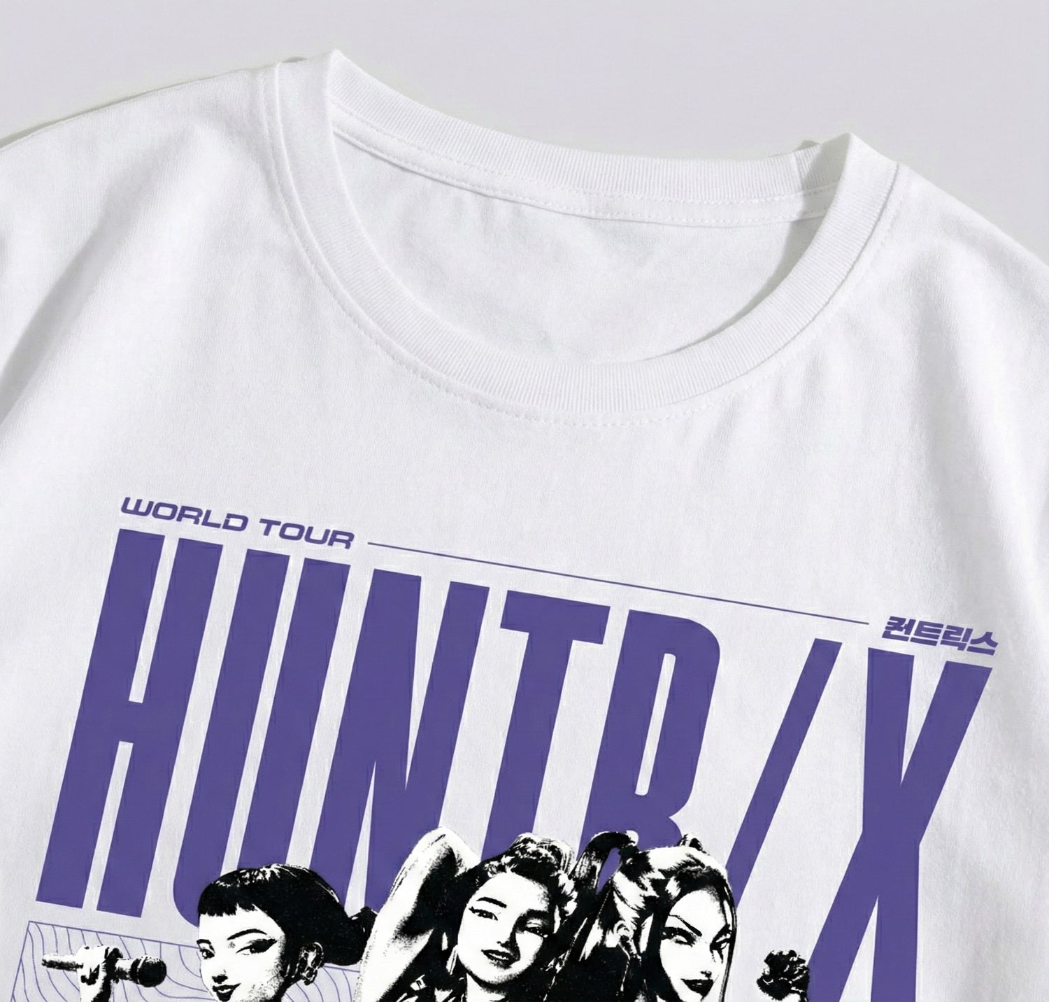 Polera Manga Corta Niña World Tour Blanco Kpop Demon Hunters