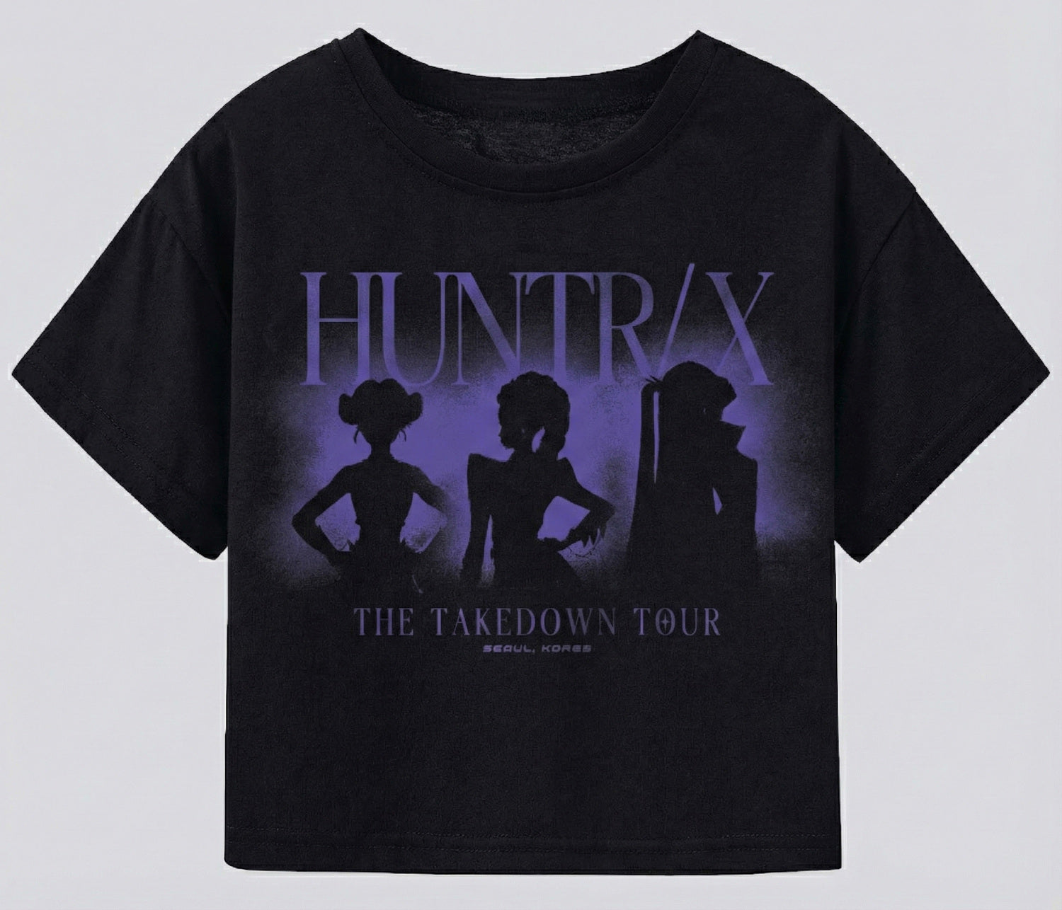 Polera Manga Corta Niña HUNTR/X Negro Kpop Demon Hunters