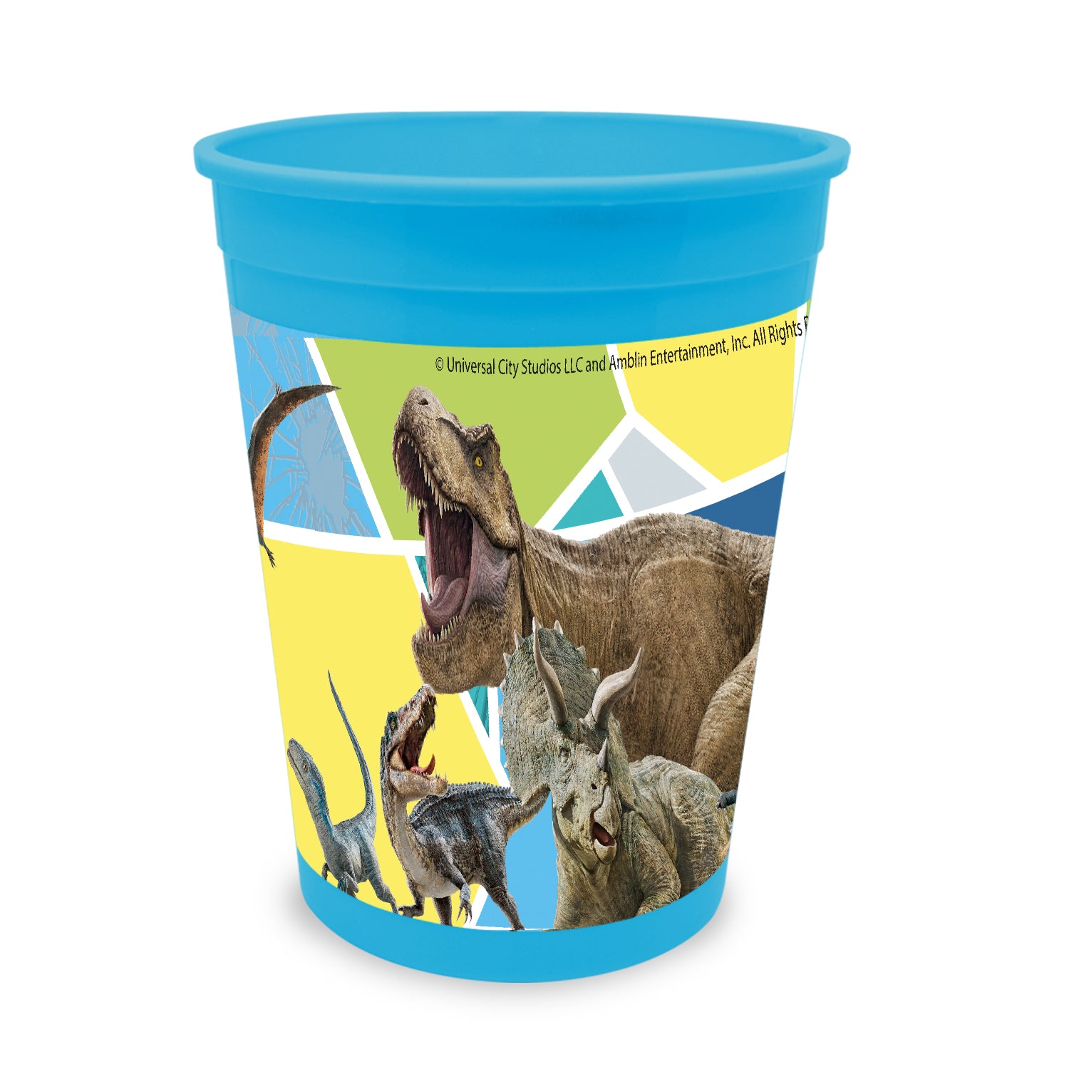 Vaso Plástico Jurassic Park 320 ml Celeste