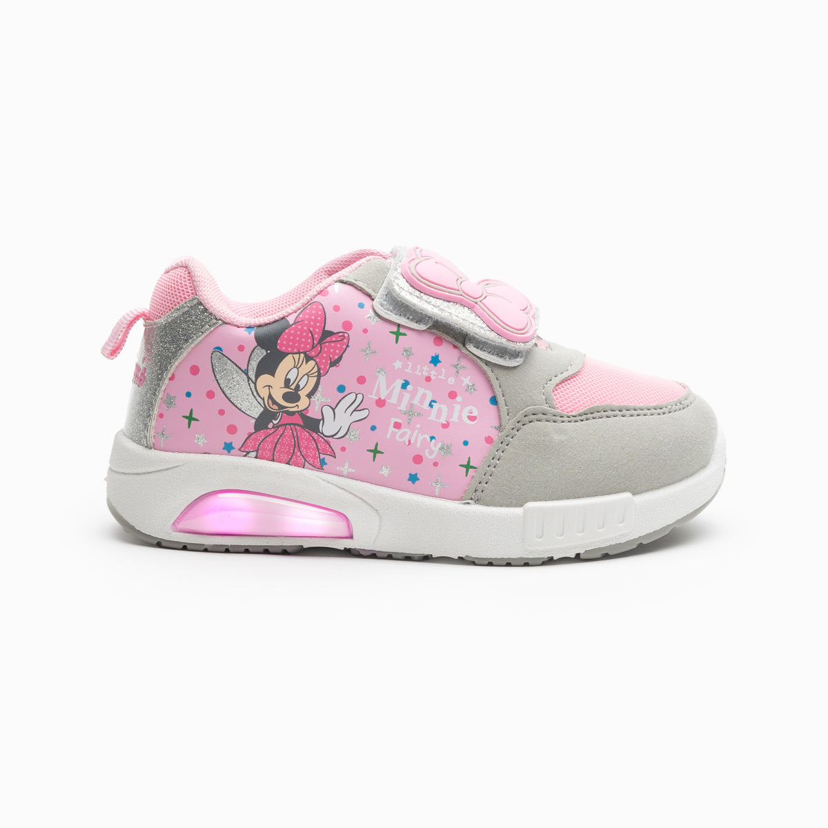 Zapatillas Luces Niña Minnie Saludos Rosado Disney
