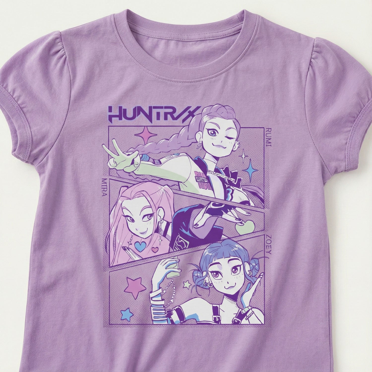 Polera Manga Corta Niña Band Morado Kpop Demon Hunters