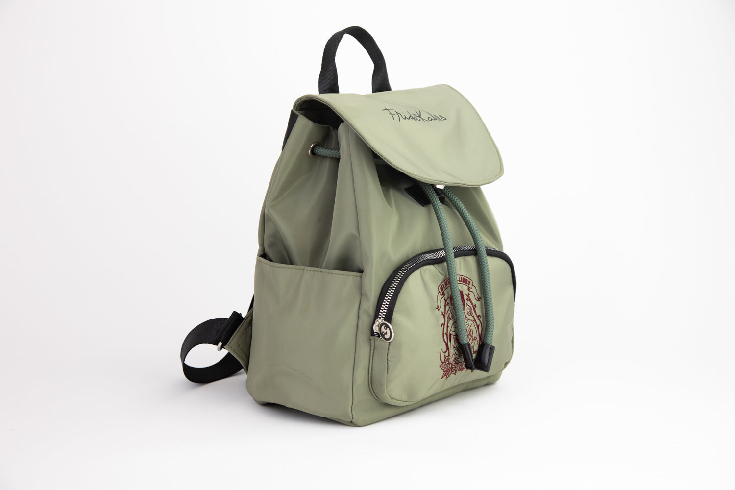 Mochila Mujer Gris Flores Frida Kahlo